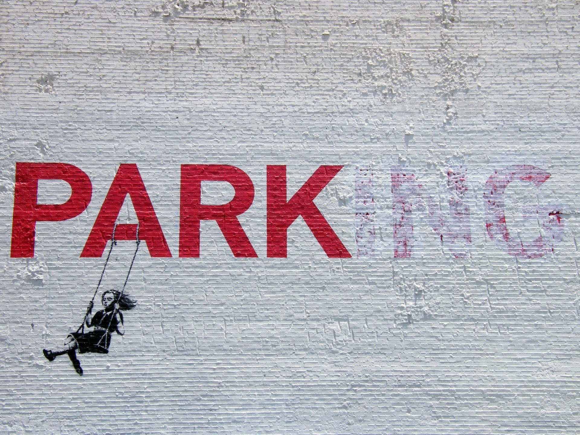1920x1440 graffiti banksy park-ing stencil girl