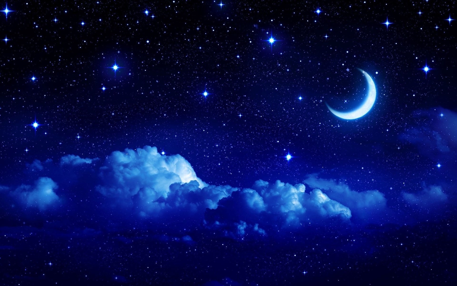 1920x1200 Night moon romance love stars sky clouds wallpaper |  | 848678 |  WallpaperUP