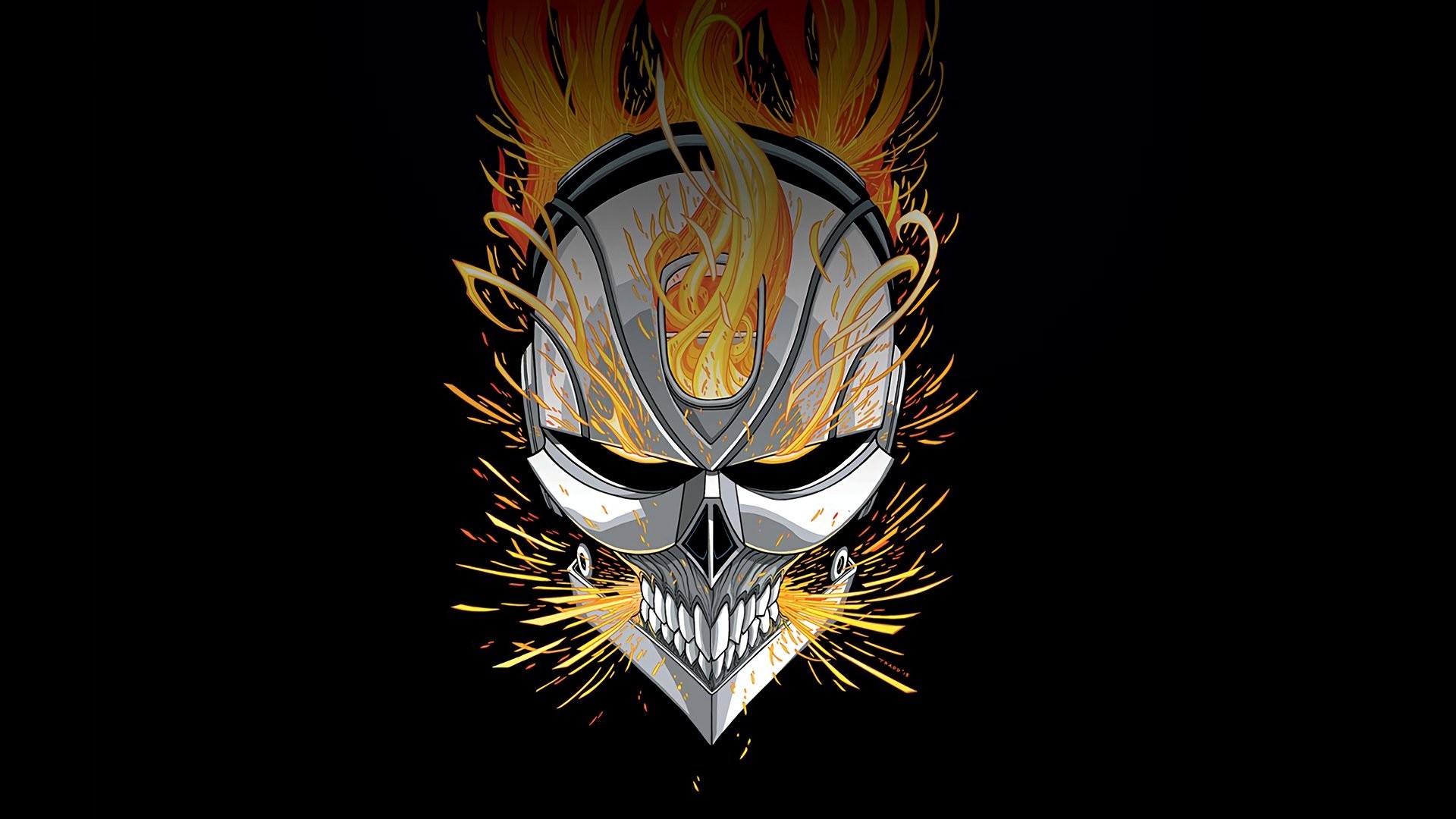 1920x1080 Marvel Comics, Ghost Rider, Robbie Reyes, Skull, Fire, Black background  Wallpapers HD / Desktop and Mobile Backgrounds