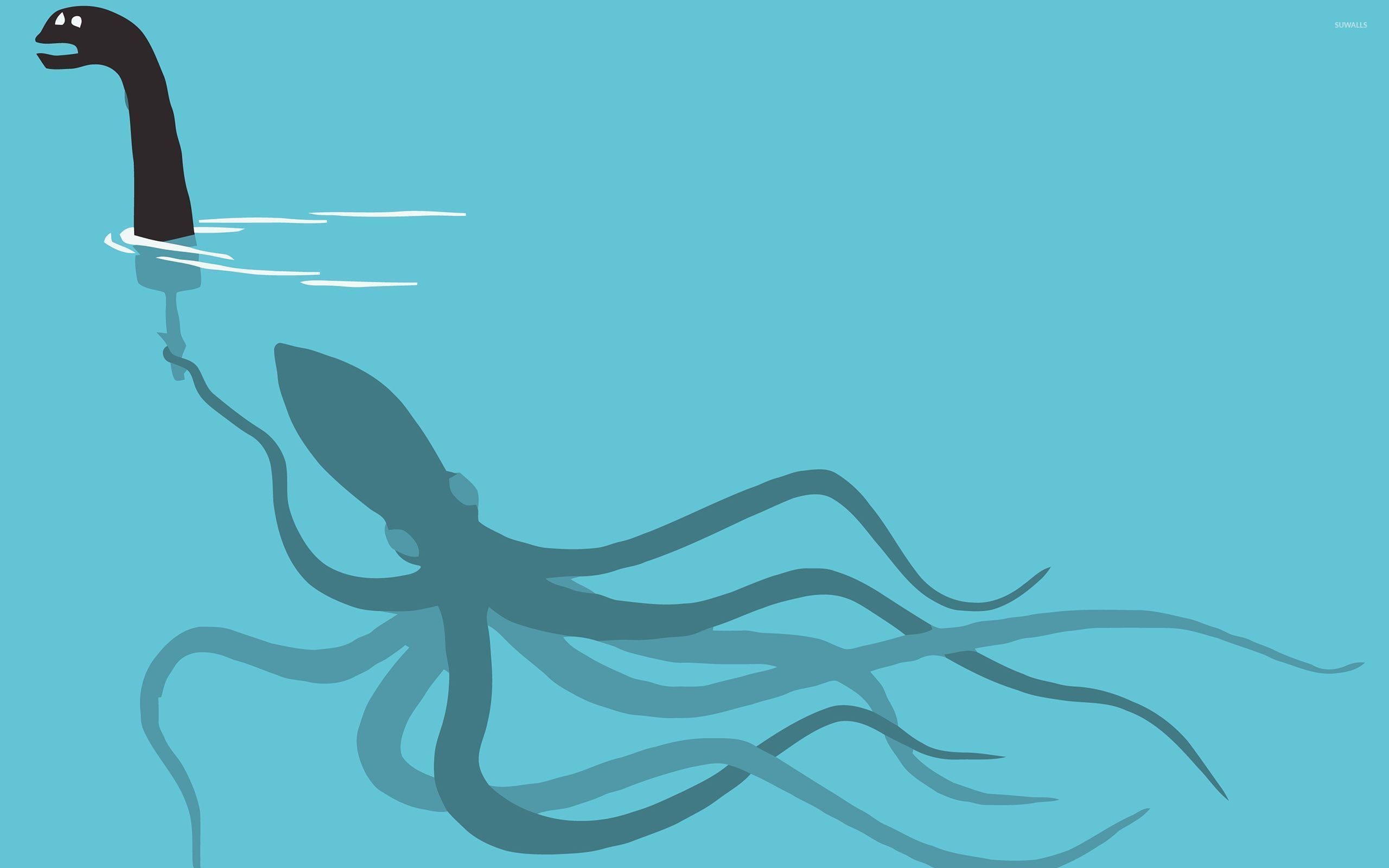 2560x1600 Cthulhu pretending to be the Loch Ness Monster wallpaper