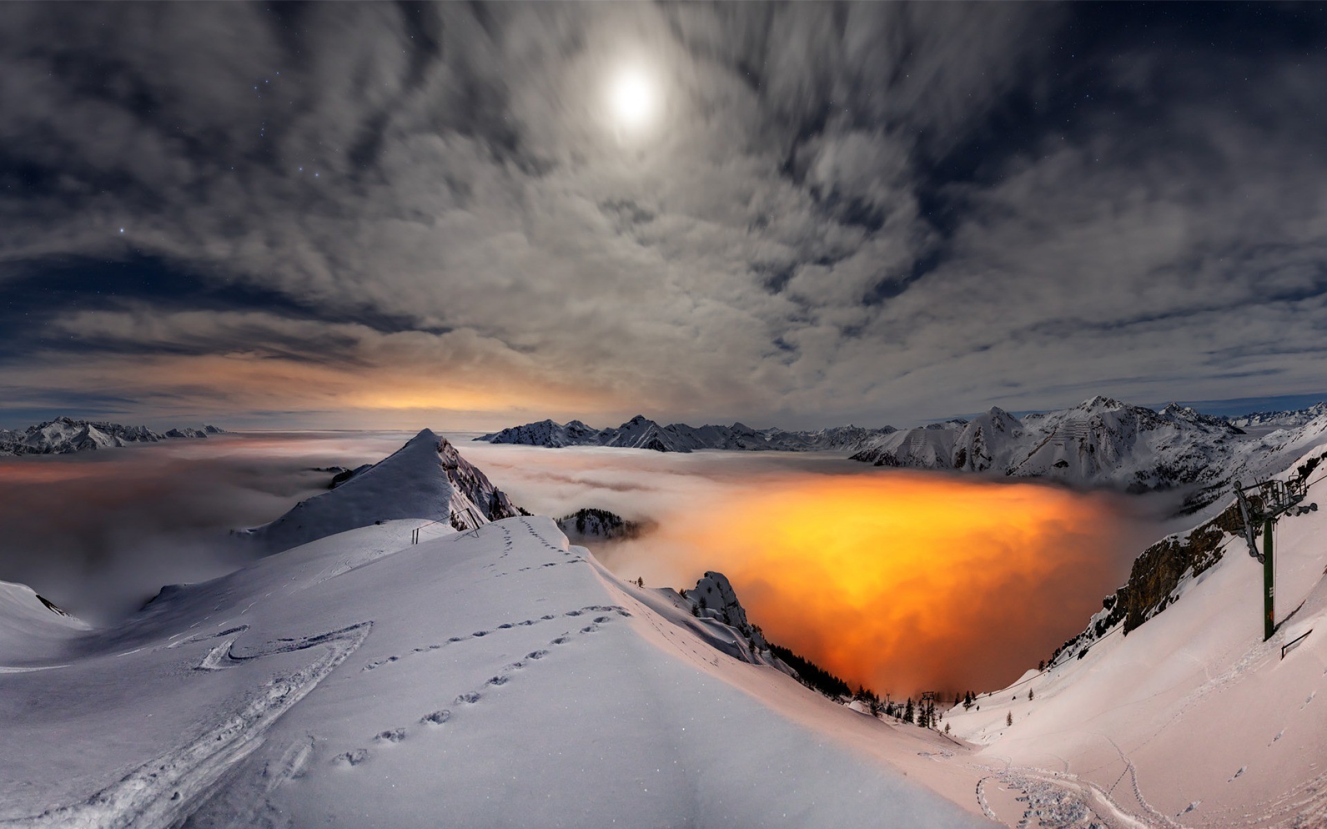 1920x1200 ice mountain, nature, sunset, sky, photo, landscape, hd wallpaper