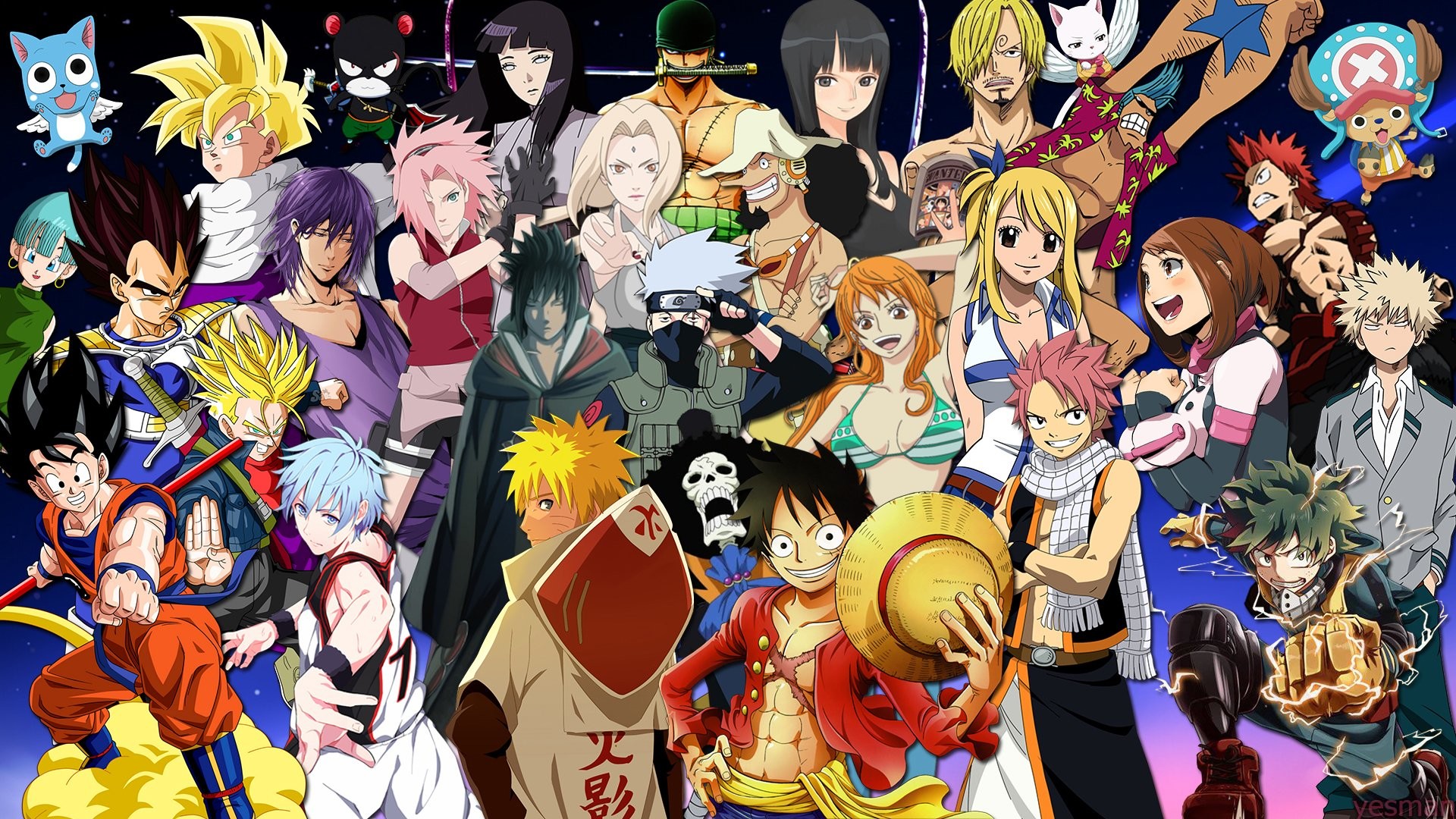 1920x1080 Anime - Crossover Nami (One Piece) Panther Lily (Fairy Tail) Charles (