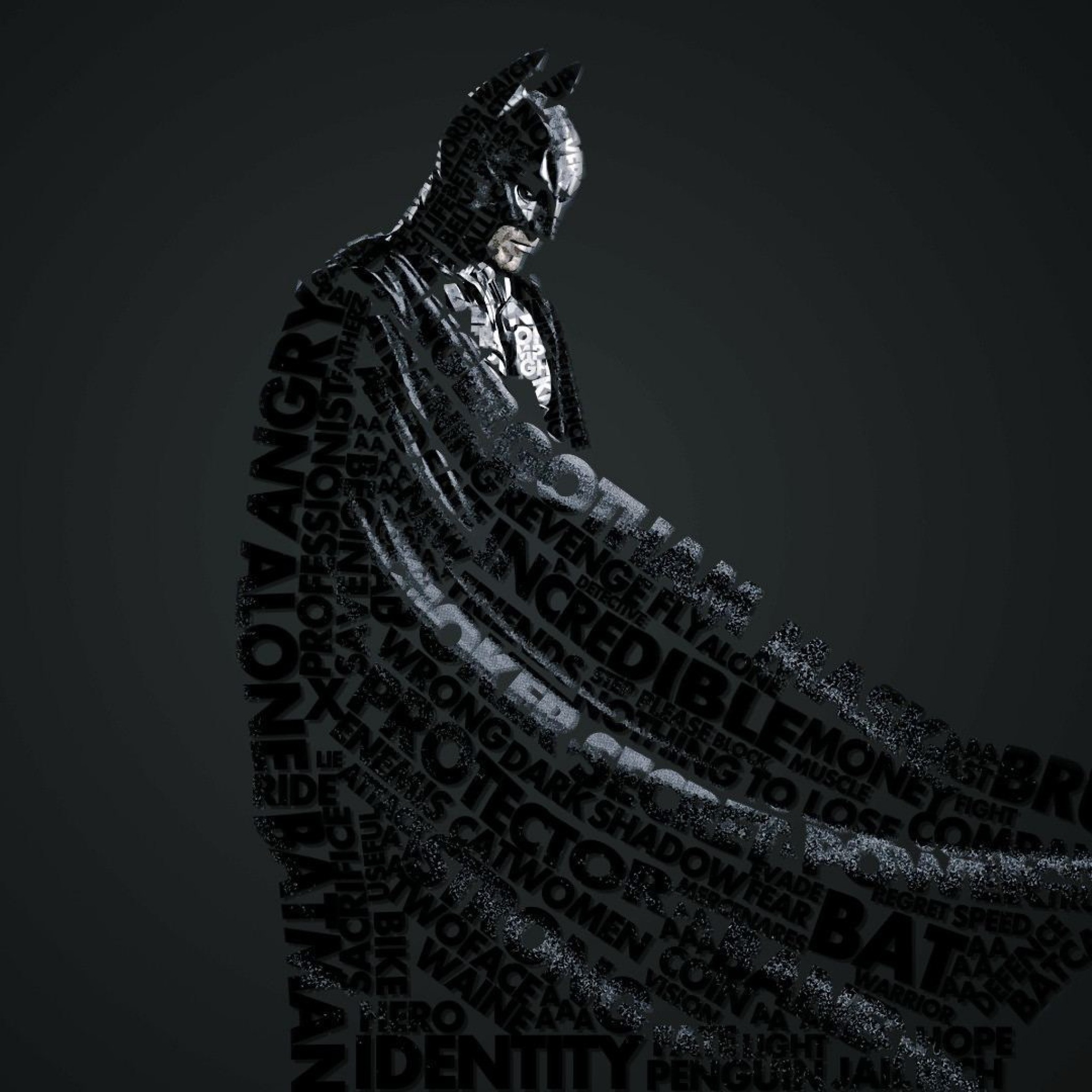 2048x2048 Preview wallpaper batman, style, lettering 