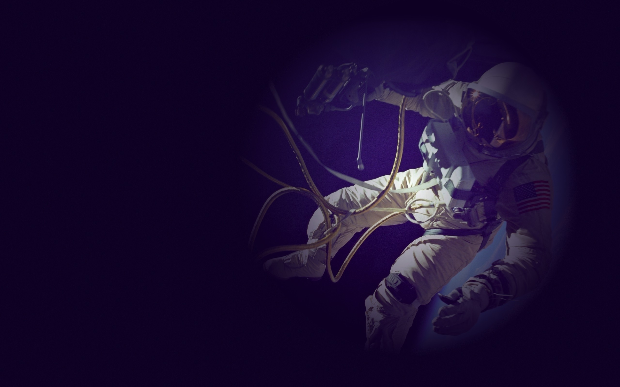 2560x1600 Outer space purple astronauts space suit photo manipulation wallpaper