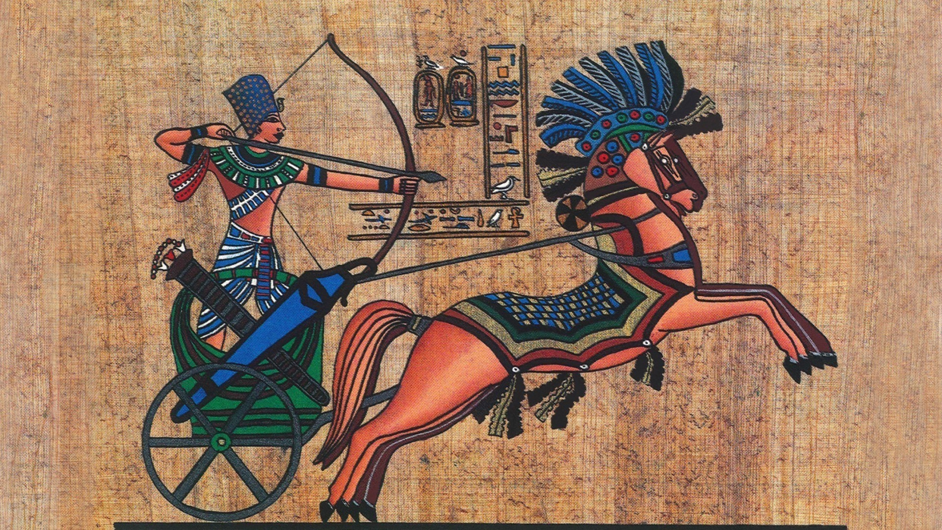 1920x1080 archer, Pharaoh, Men, Animals, Horse, Egypt, Ancient, Hieroglyphics, Bow,  Arrows, Texture, Papyrus Wallpapers HD / Desktop and Mobile Backgrounds
