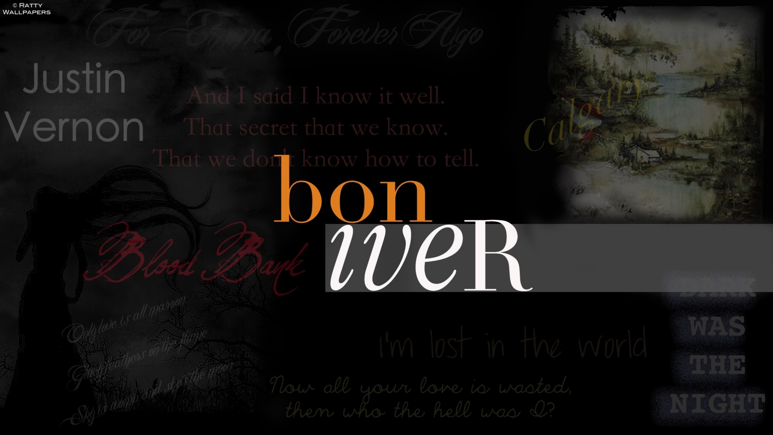 2560x1440 Preview wallpaper bon iver, text, lyrics, poetry, pictures 