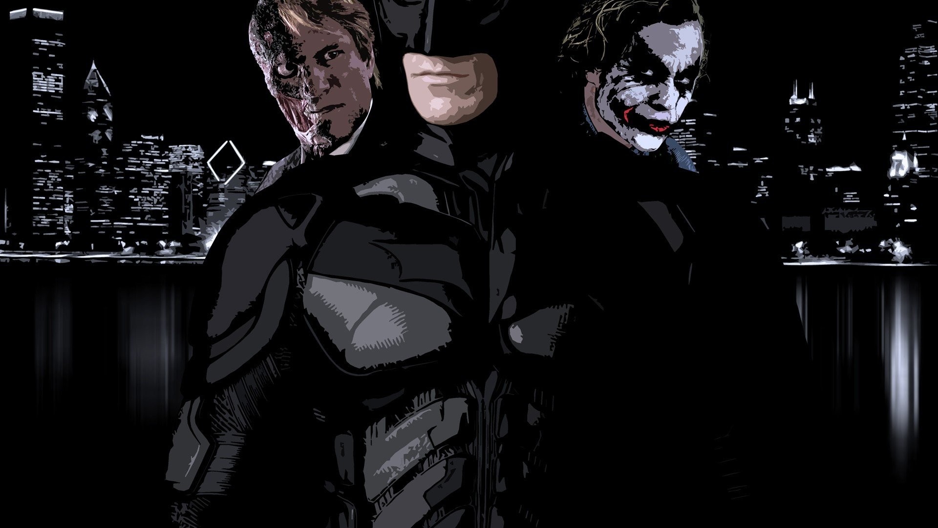 1920x1080 Harvey Dent The Joker And Batman - Dark Knight