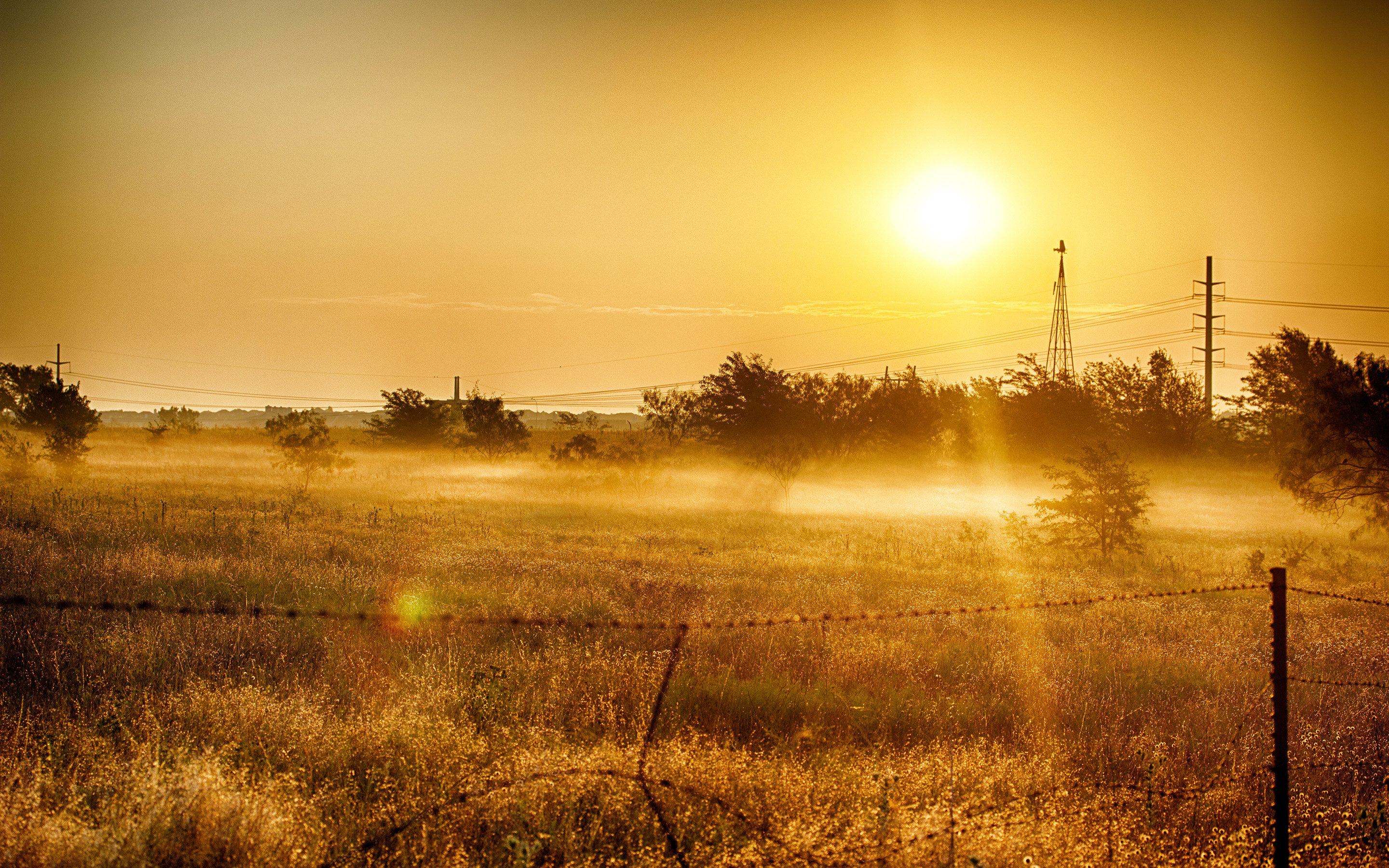 2880x1800 Photography - Sunrise Landscape Scenic Field Fog Sun Wallpaper