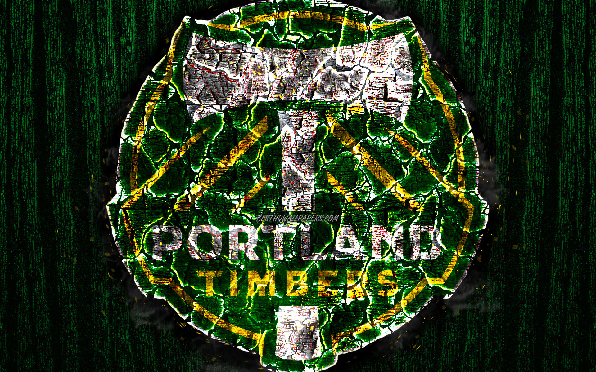 1920x1200 Portland Timbers FC, scorched logo, MLS, green wooden background, Western  Conference,
