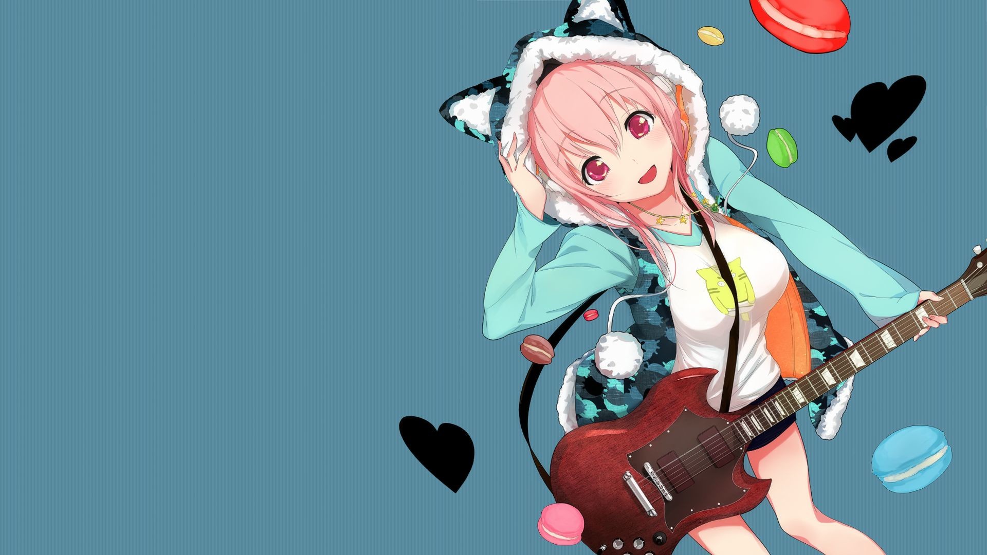 1920x1080 Music, Guitar, Cat Ears, SoniAni: Super Sonico the Animation