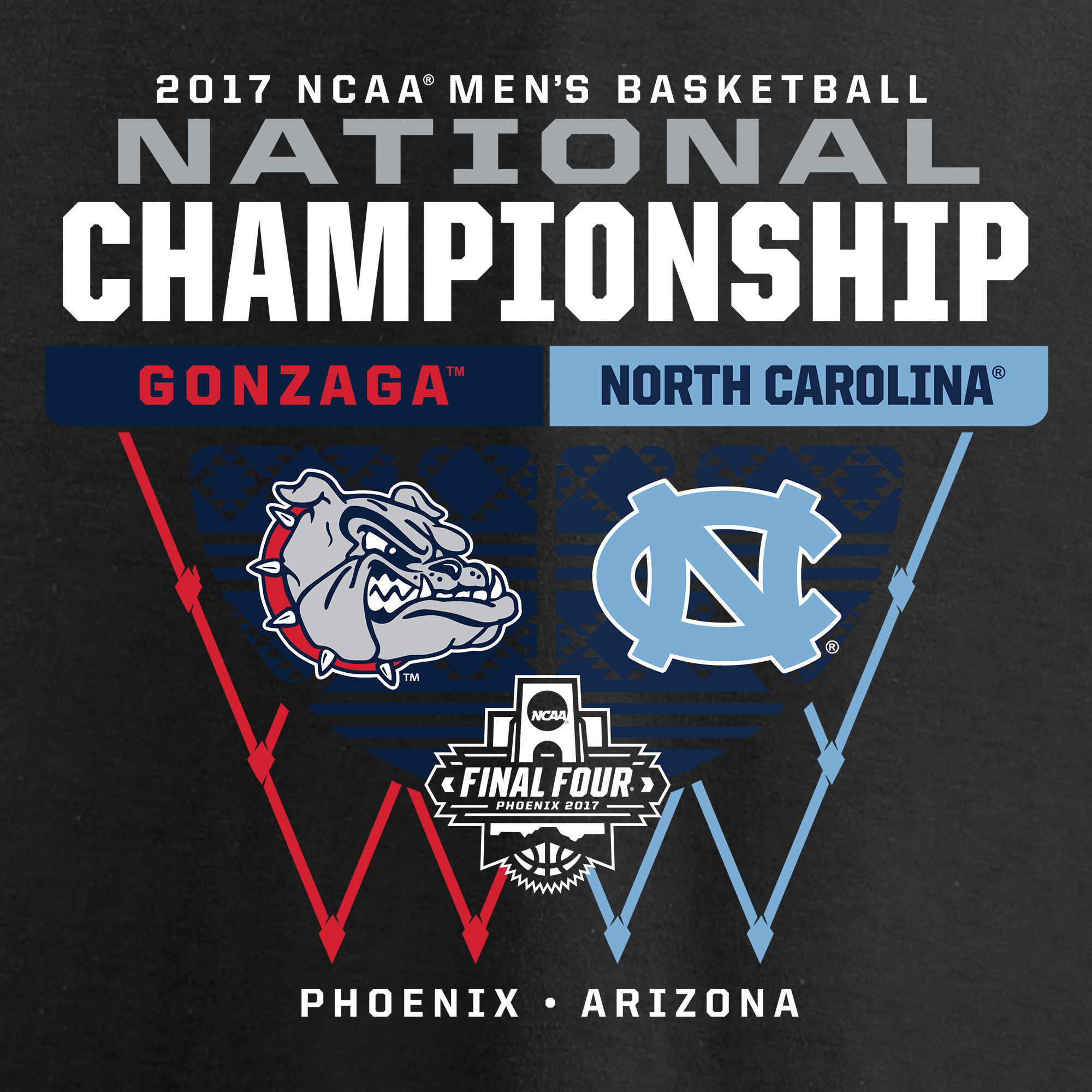 2000x2000 Fanatics Branded Gonzaga Bulldogs vs. North Carolina Tar Heels Black 2017  NCAA Men's Basketball Tournament