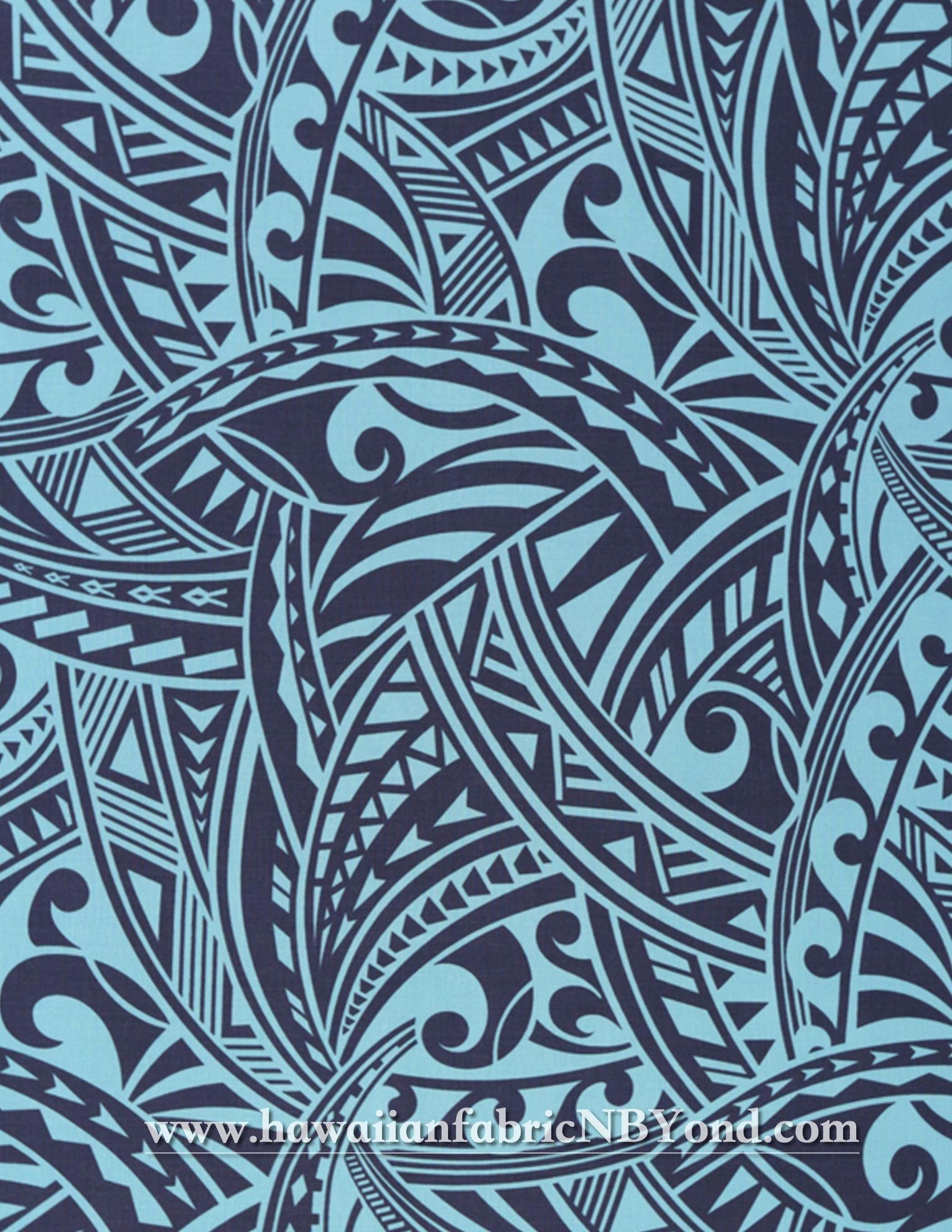 1530x1980 Hawaiian rayon fabric: Polynesian tapa patterns in blue and navy. Check it  out at HawaiianFabricNBYond.etsy.com #Hawaiiantattoos