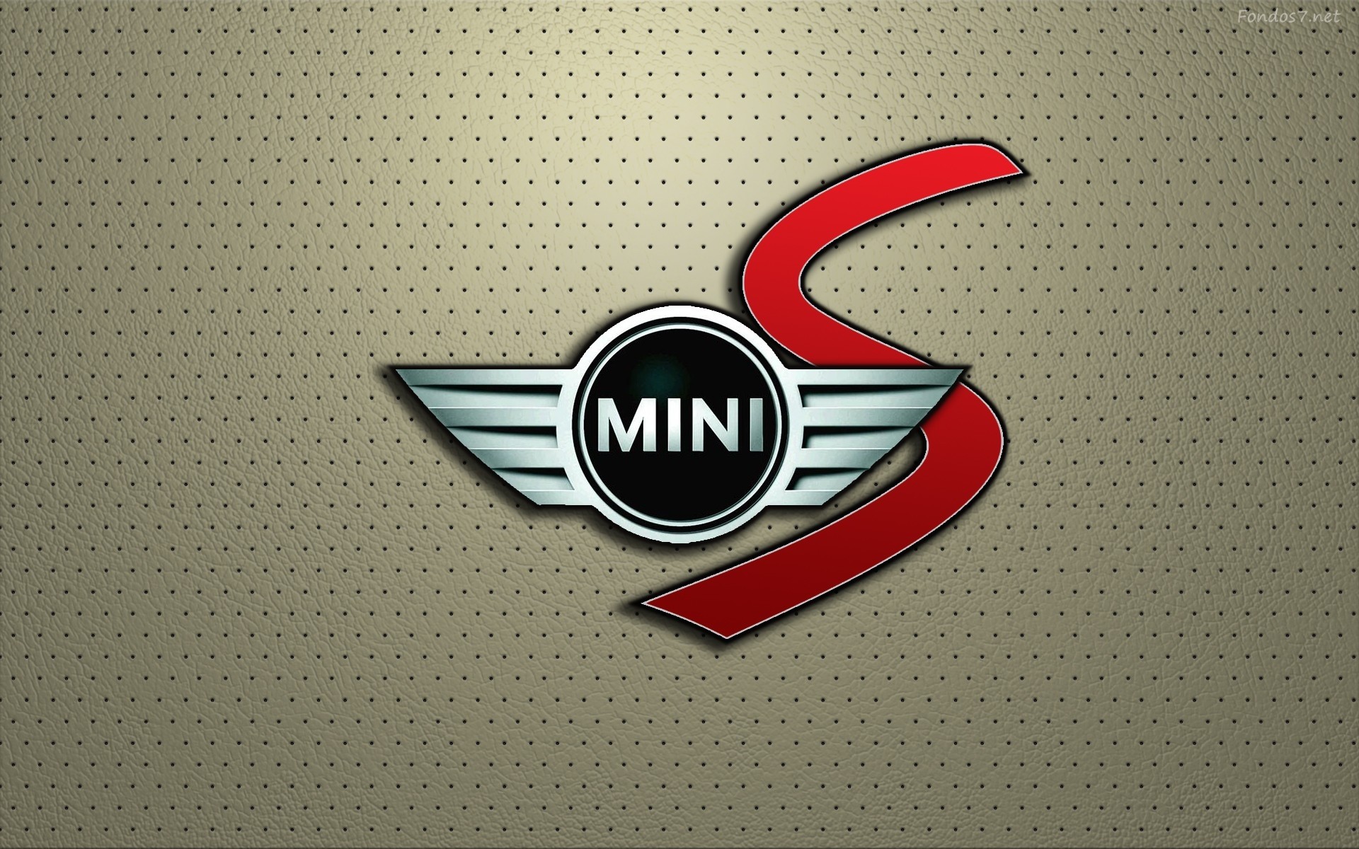 1920x1200 Mini Cooper S Logo in Leather Wallpaper HD Widescreen