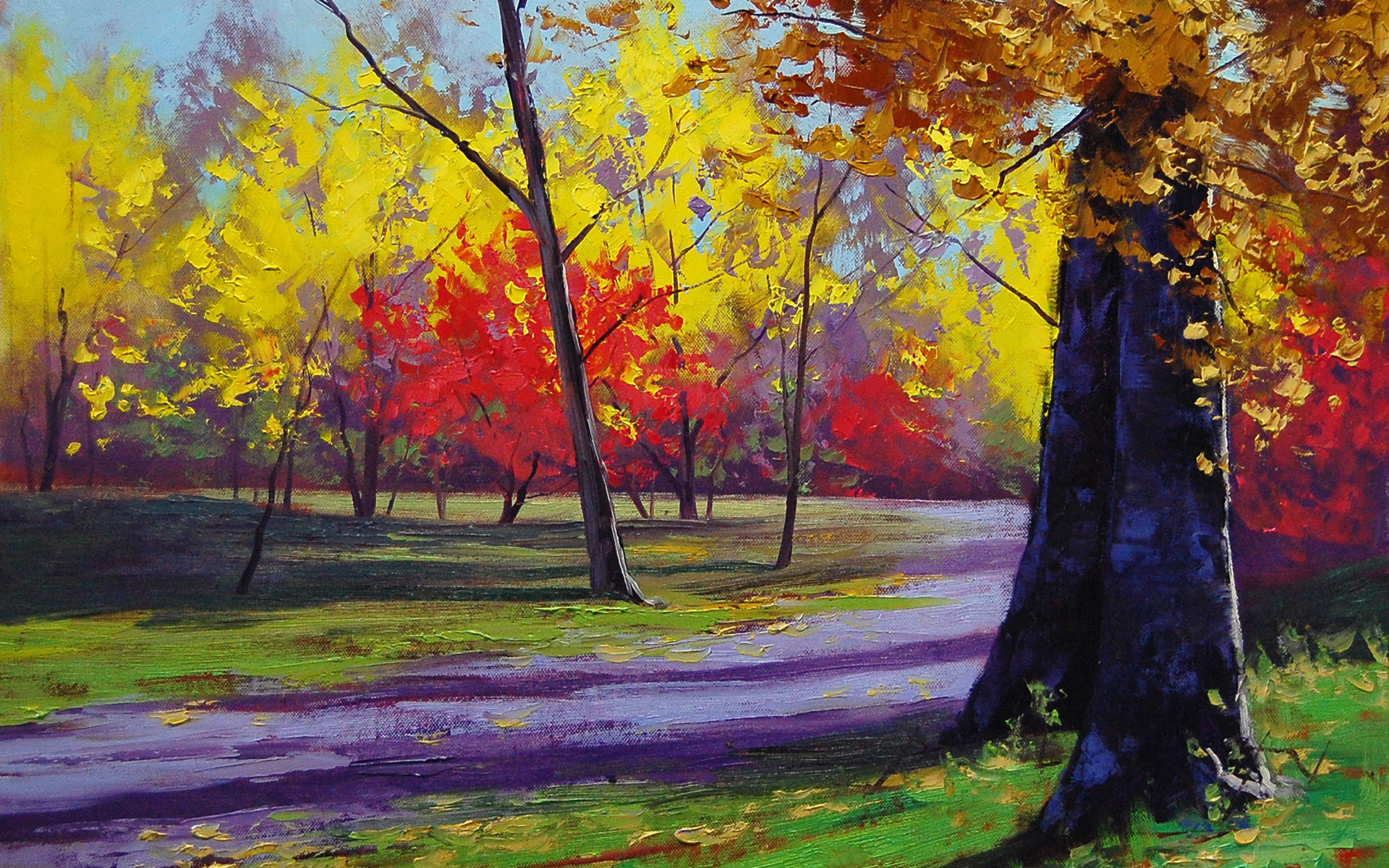 1920x1200 Artistic Fall Season Nature Leaf Painting HD Wallpaper - HD Wallpapers