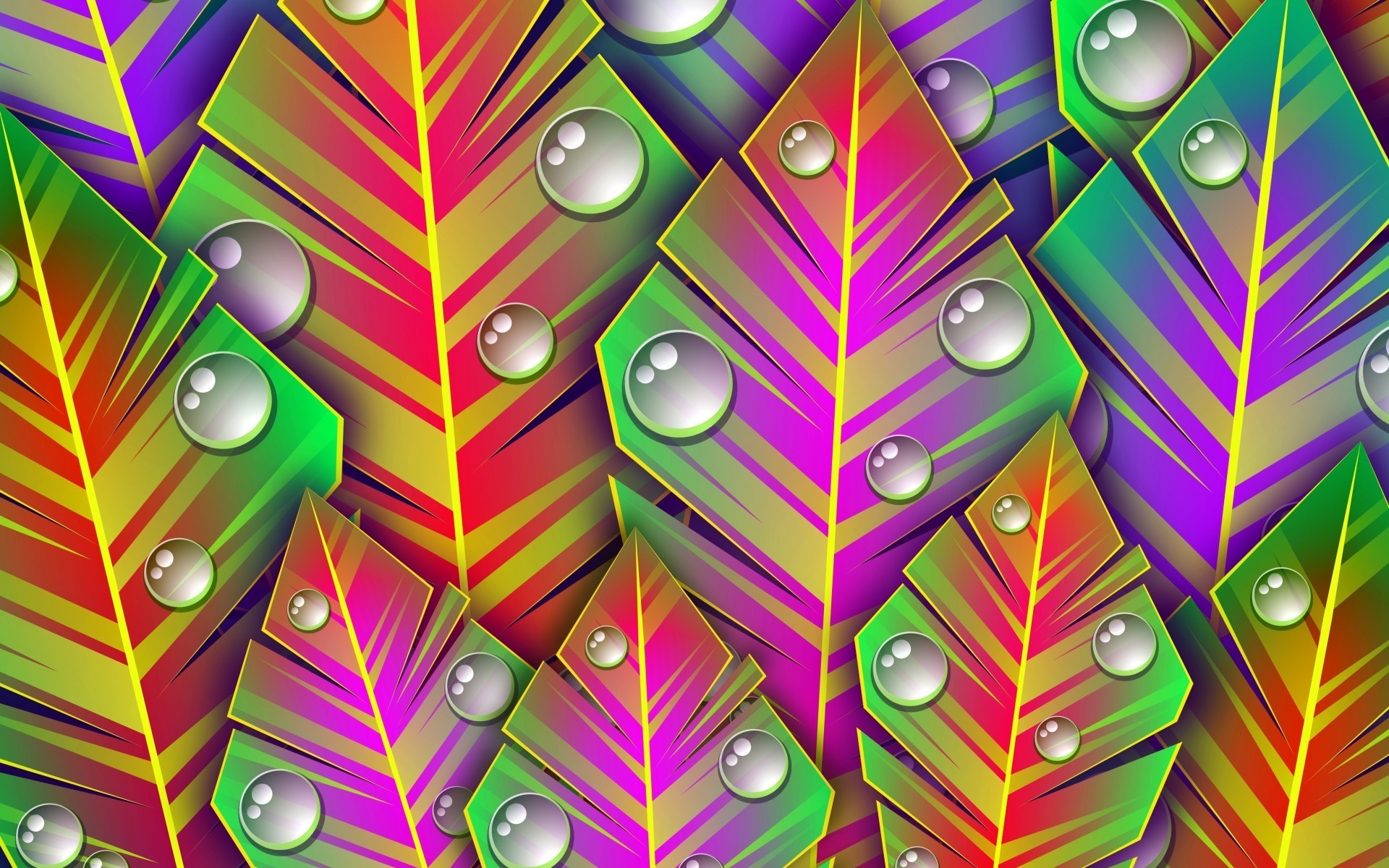 1920x1200 Bubbles, Colorful, Leaves, Pattern