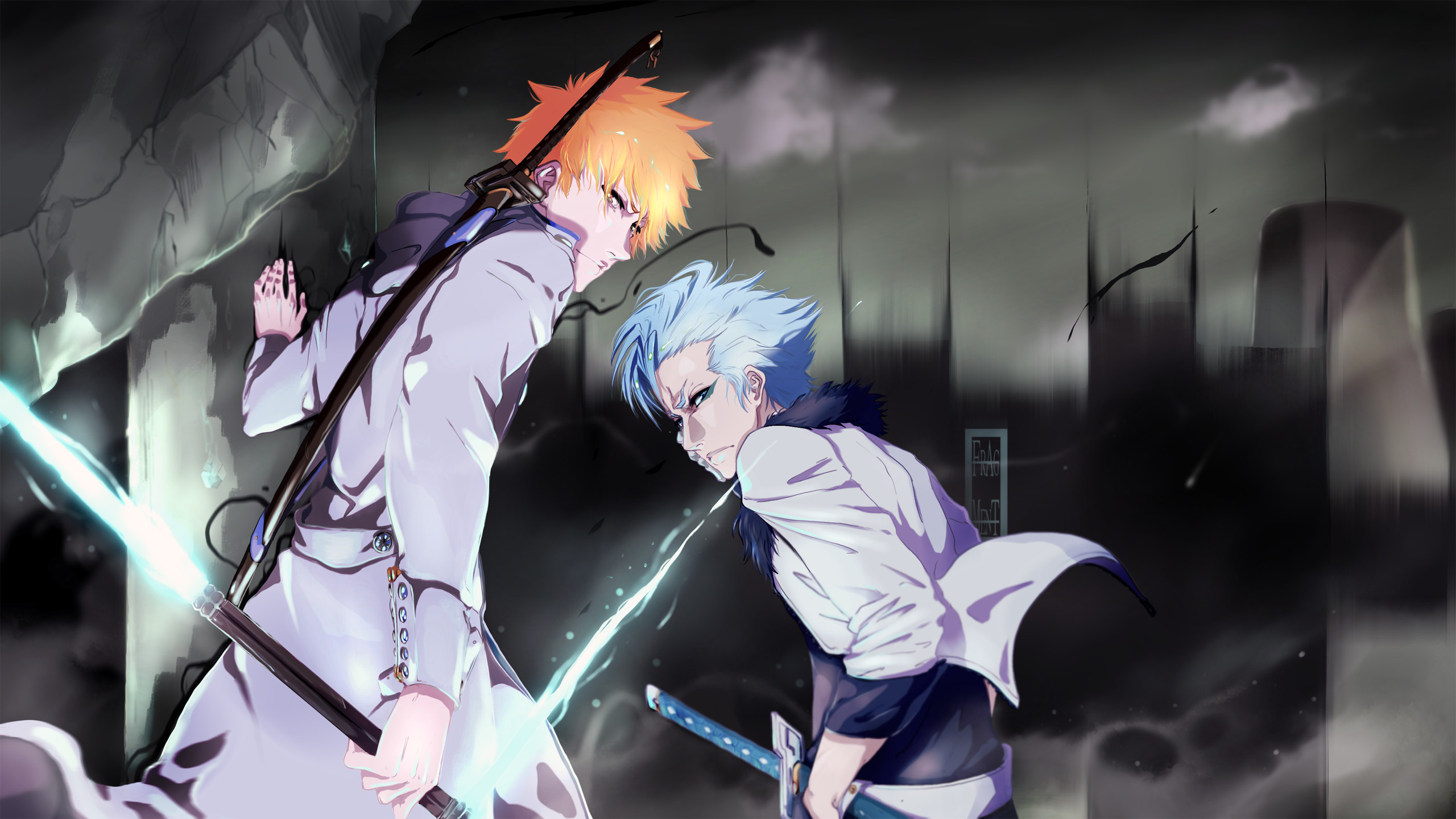 2560x1440 This amazing image of the duo of Ichigo and Grimmjow was done by  IFrAgMenTIx who has numerous amazing looking Bleach and other anime fan  art, ...