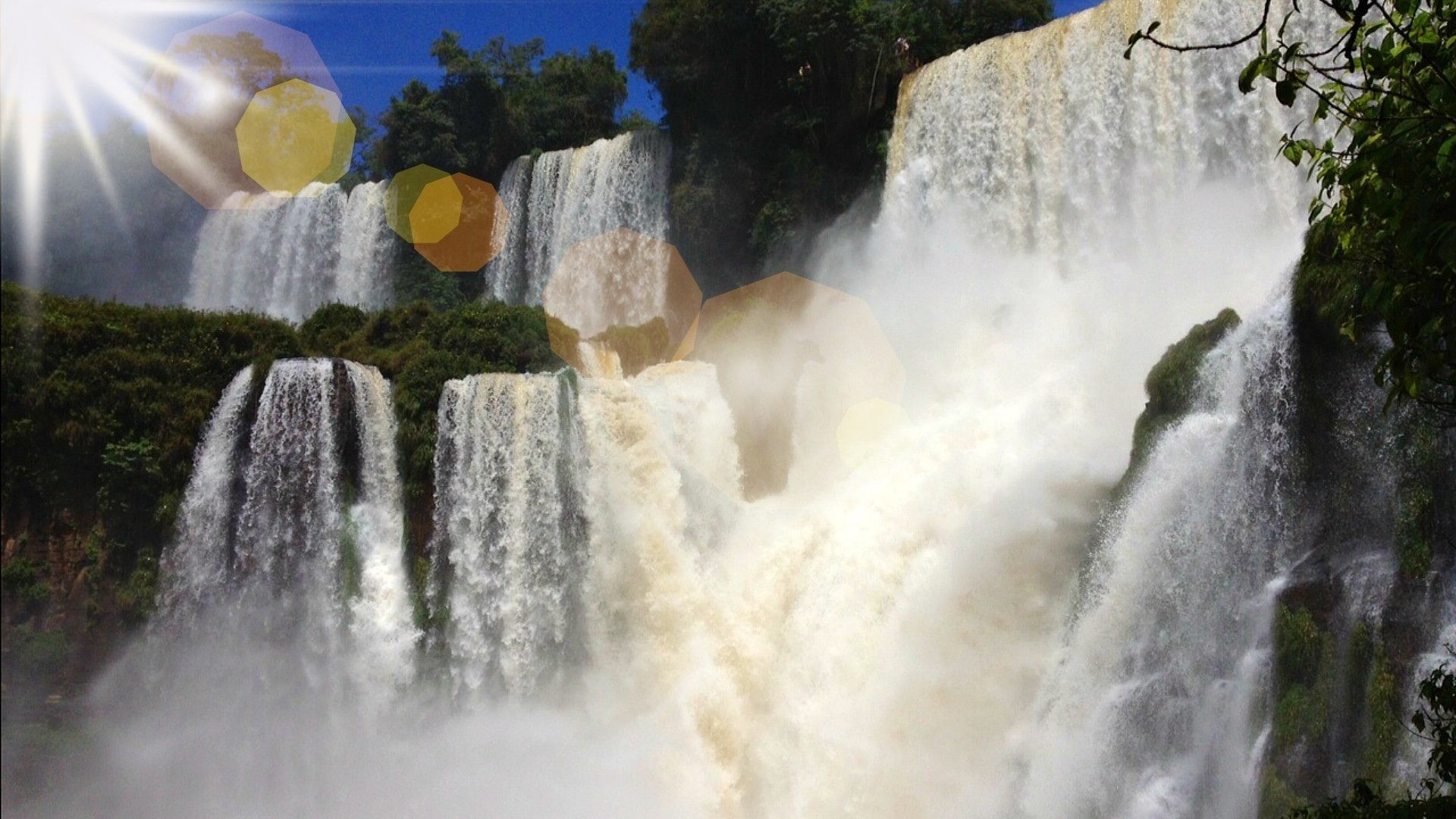 1920x1080 Falls Iguazu Waterfalls Argentina Sun Waterfall Nature Wallpaper Iphone