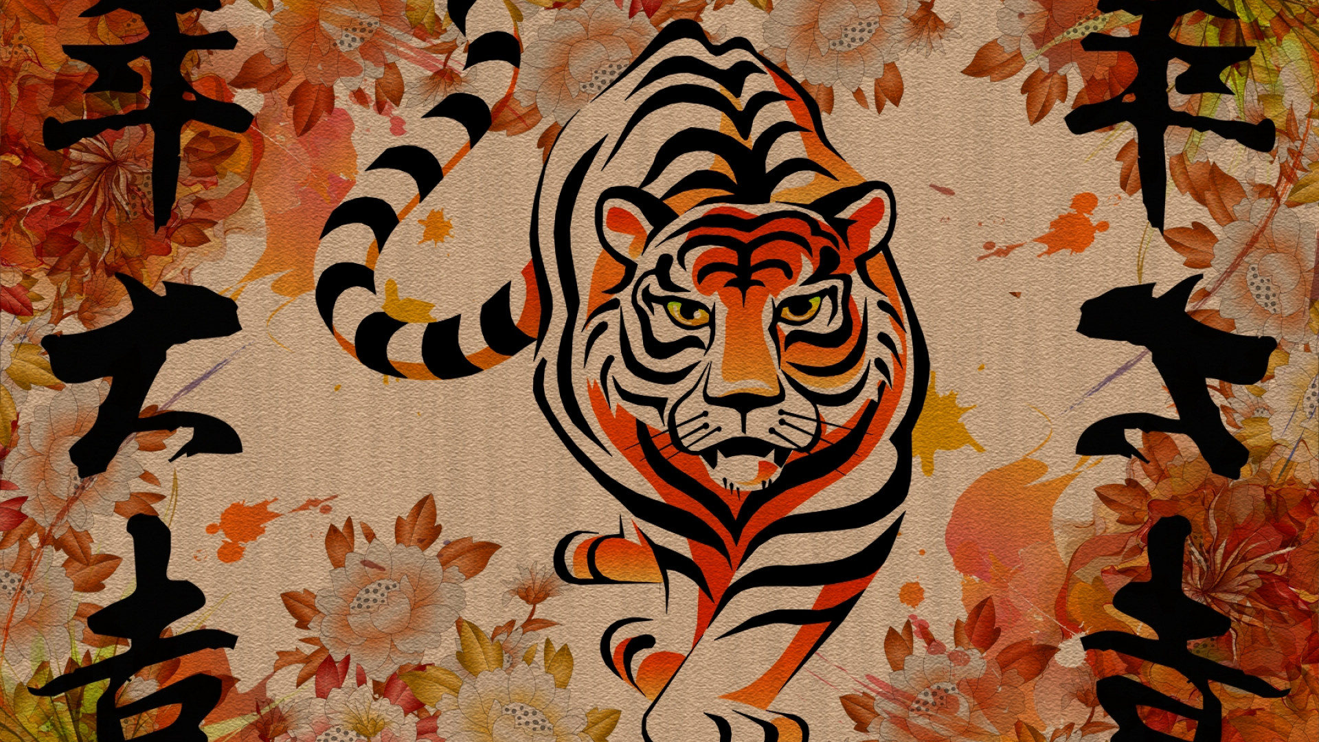 1920x1080  Wallpaper tiger, chinese, striped, big cat