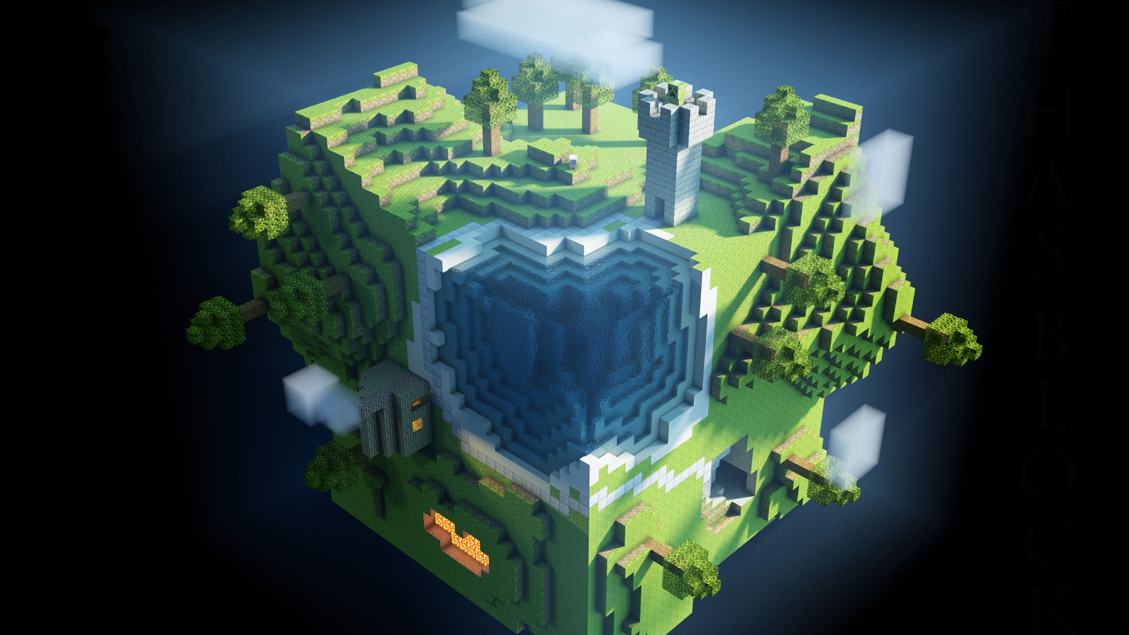3840x2160 Preview wallpaper minecraft, planet, cube, cubes, world 