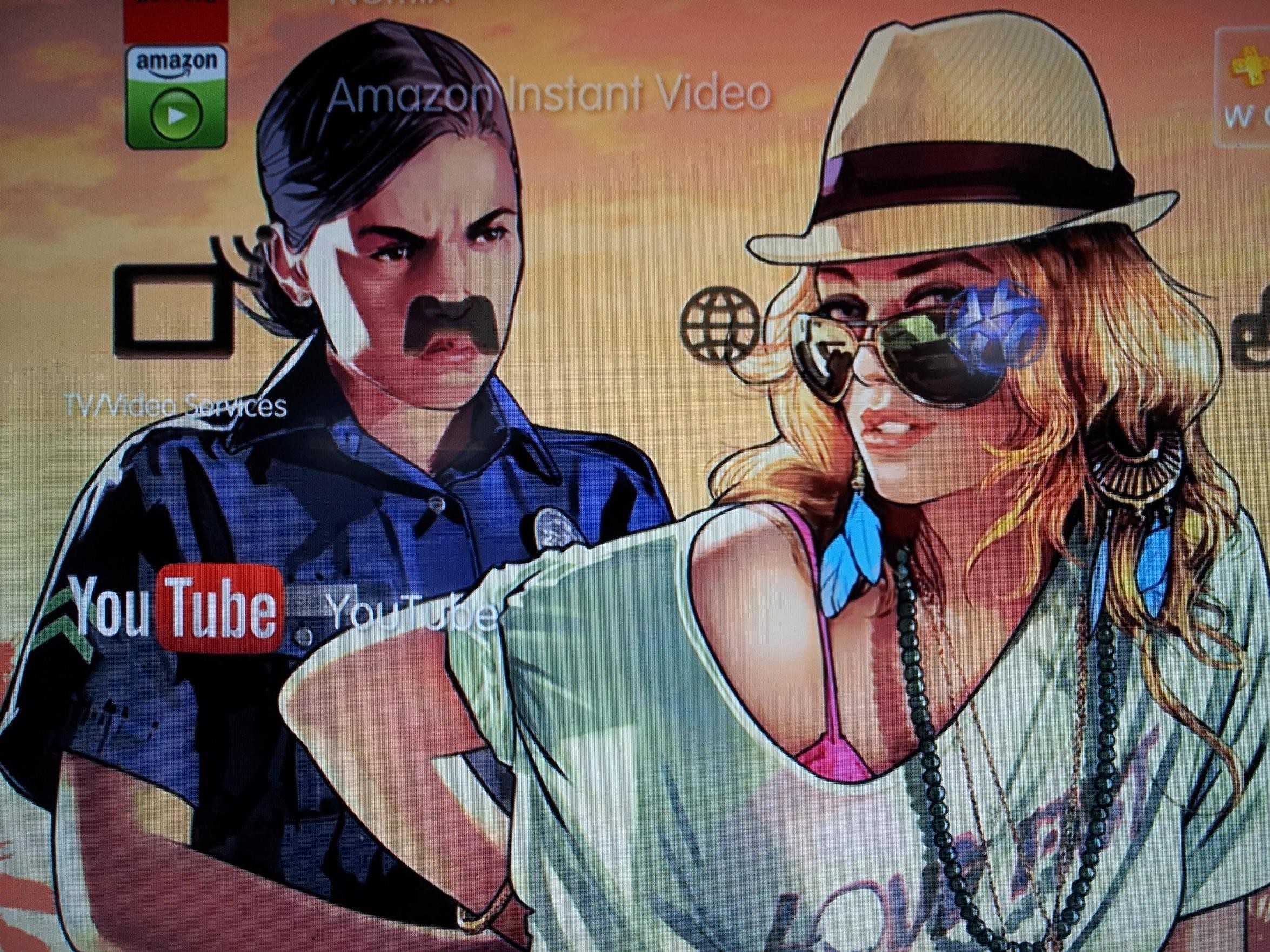 2350x1763 A friend off mine is using a GTA5 wallpaper on his ps3 and something  awesome happened... (x-post from r/Gaming) ...