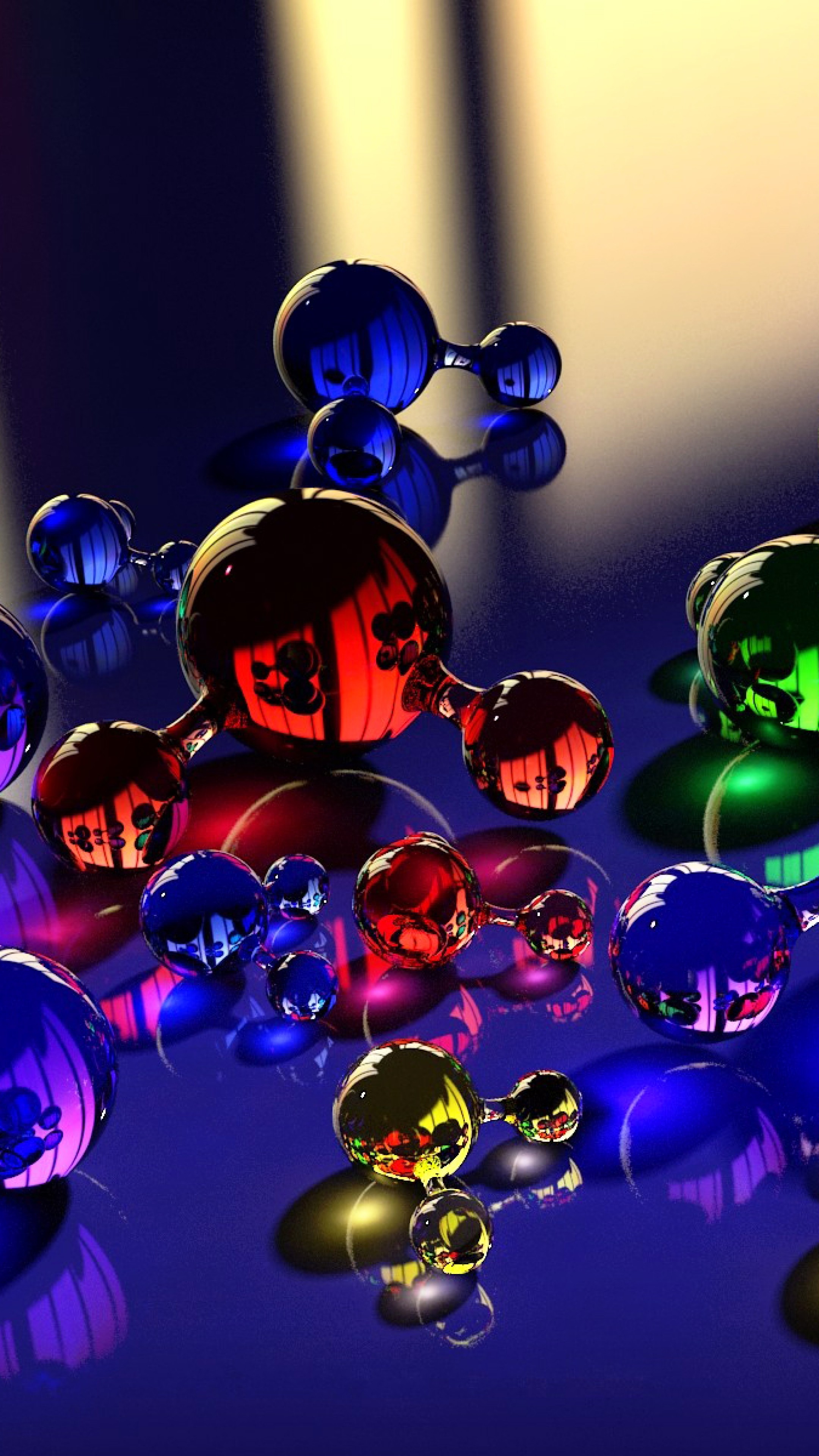 2160x3840  Wallpaper balls, molecule, massager, glass, reflection, color