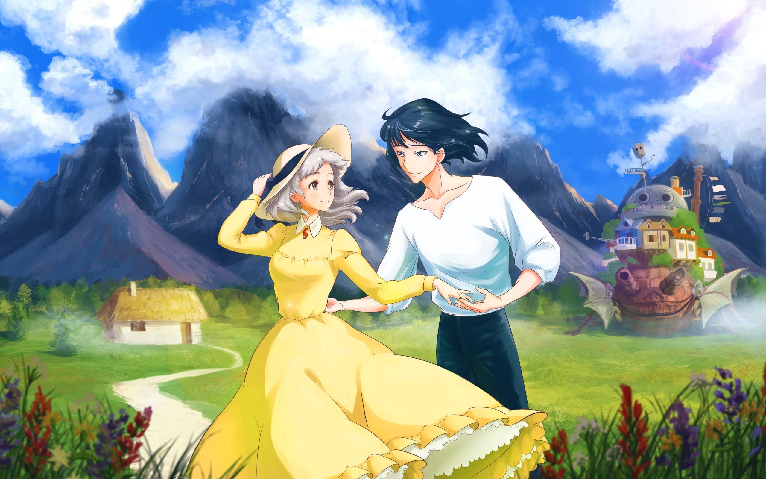 2560x1600 Howl's moving castle Sophie Hatter and Prince Justin