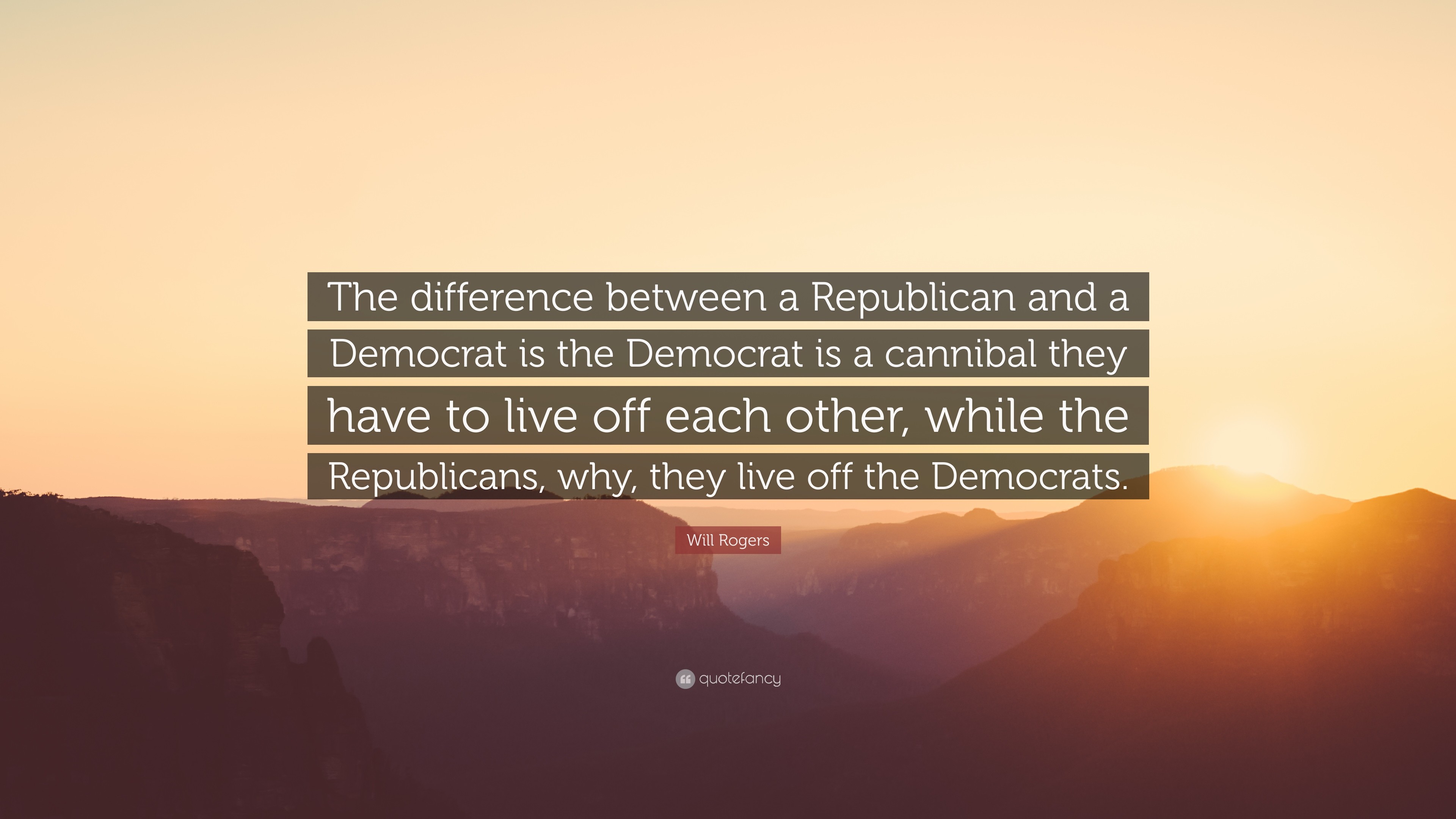 3840x2160 Will Rogers Quote: “The difference between a Republican and a Democrat is  the Democrat