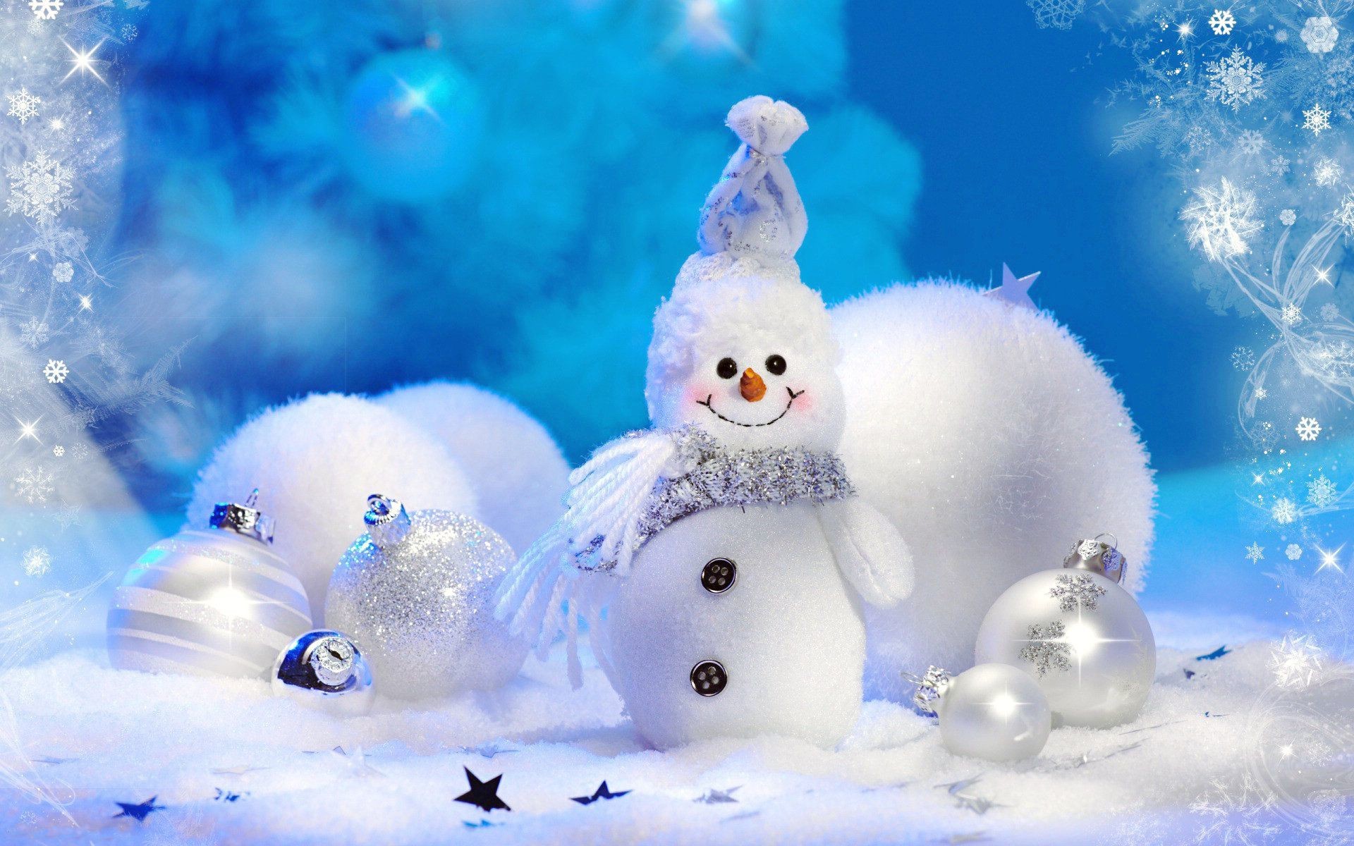 1920x1200 free christmas snowman wallpaper | ... Christmas Holiday Desktop > Cute  Snowman and Christmas Ball Image