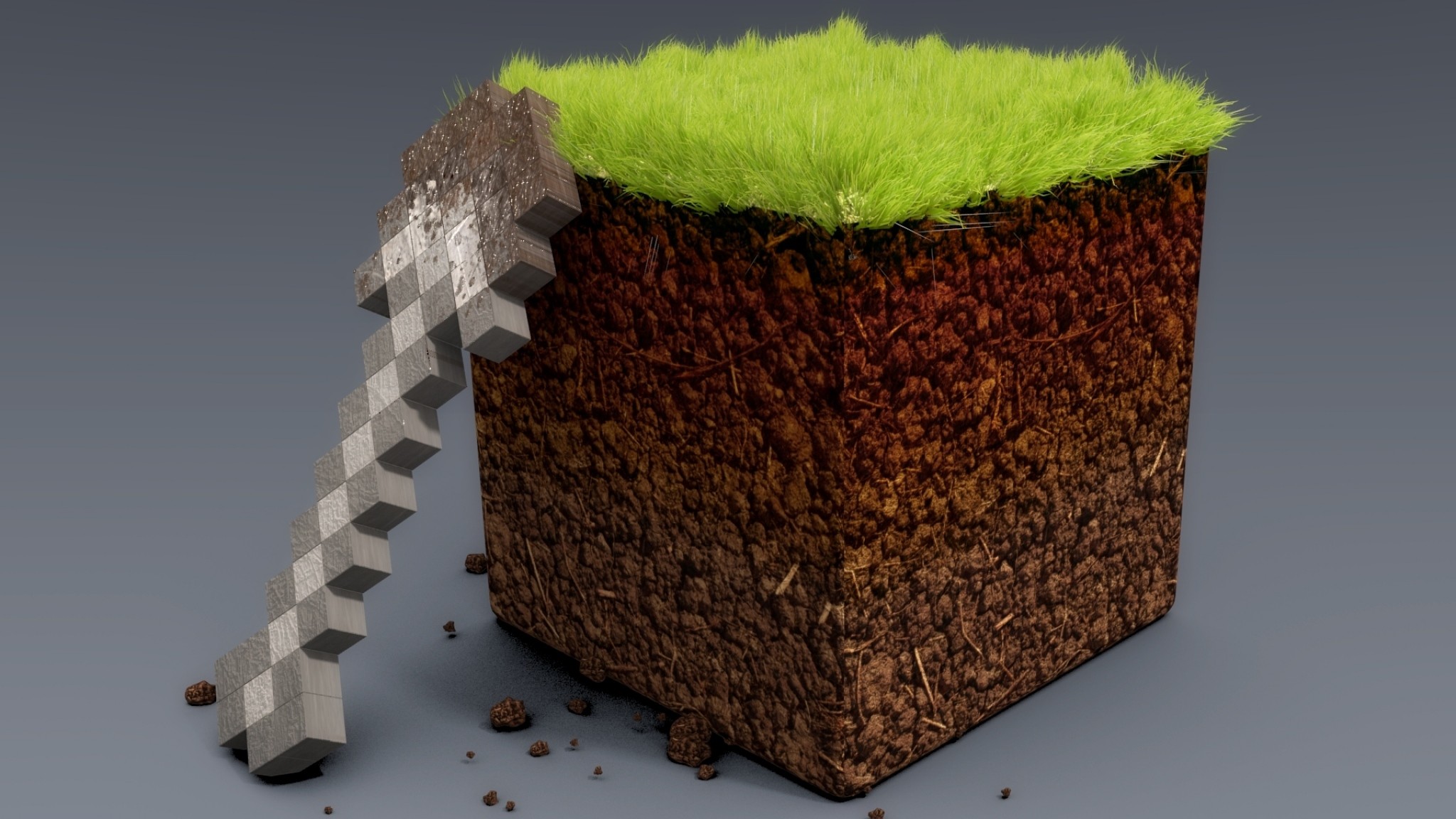 2048x1152 Preview wallpaper minecraft, ground, grass, cube 
