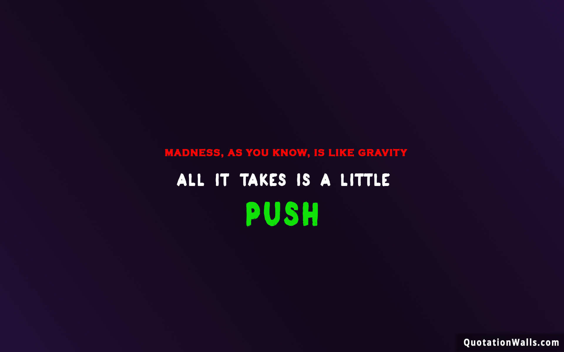 1920x1200 Attitude quote: Madness, as you know, is like gravity. All it takes