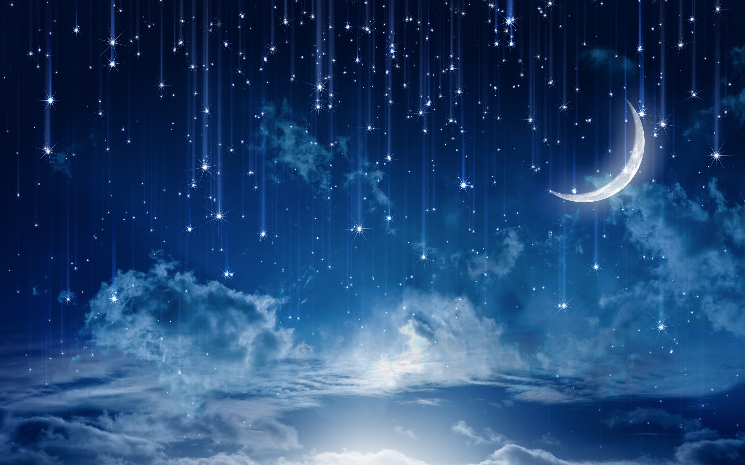 2560x1600 nature night stars clouds rain landscape moon wallpaper background .