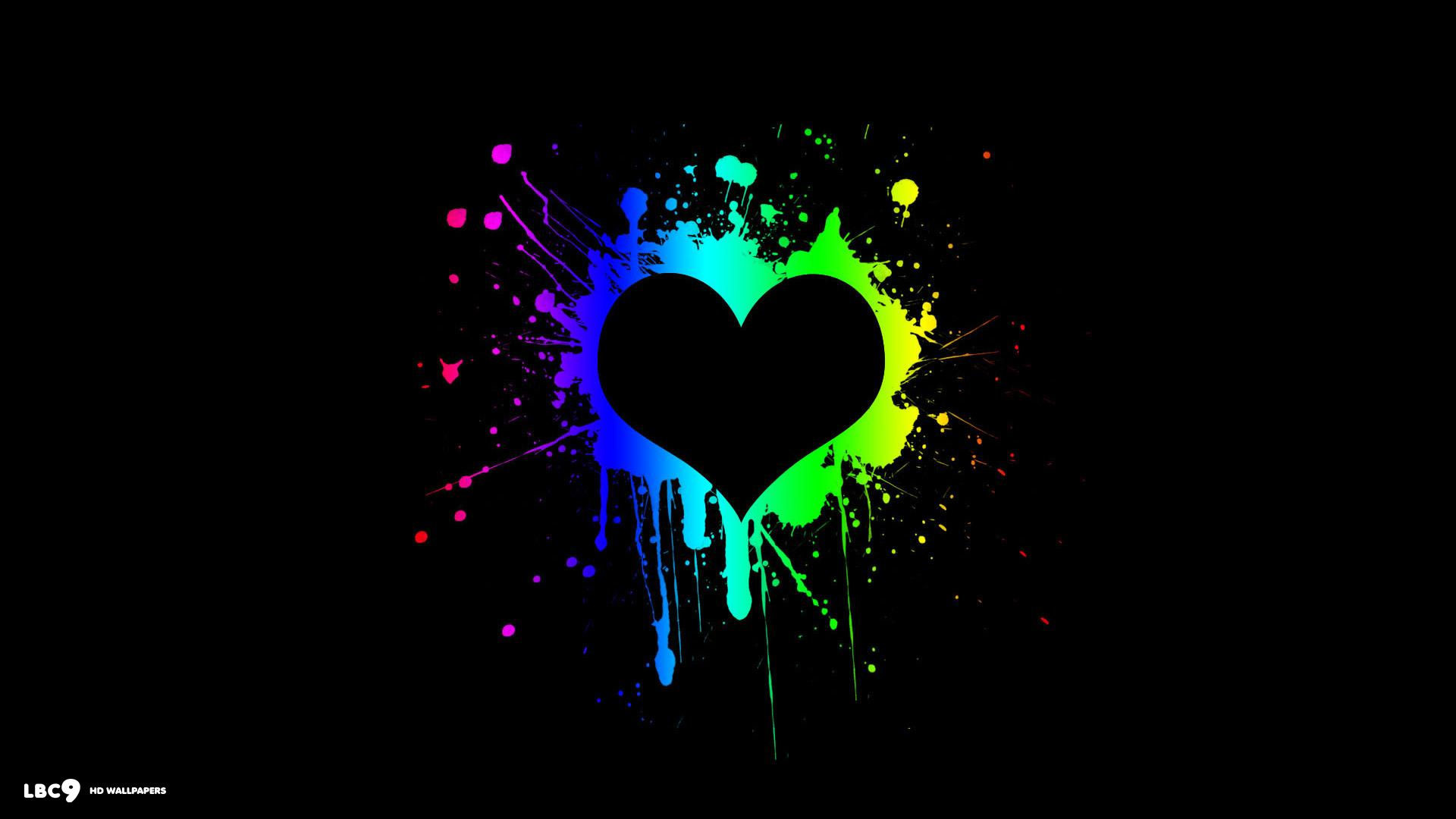 1920x1080 heart artistic black colorful paint colors desktop background