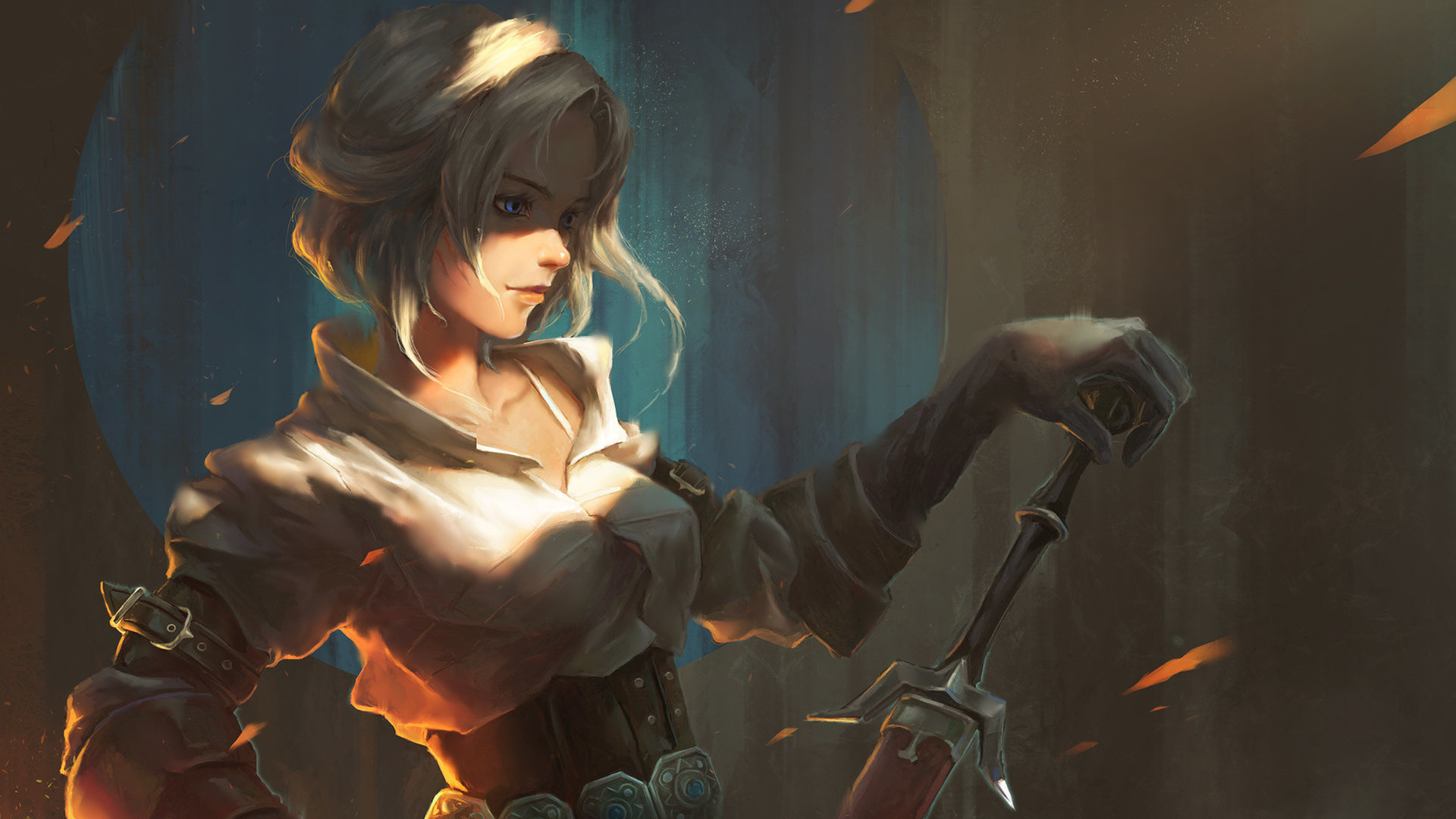 1920x1080 the witcher 3 ciri painted sword
