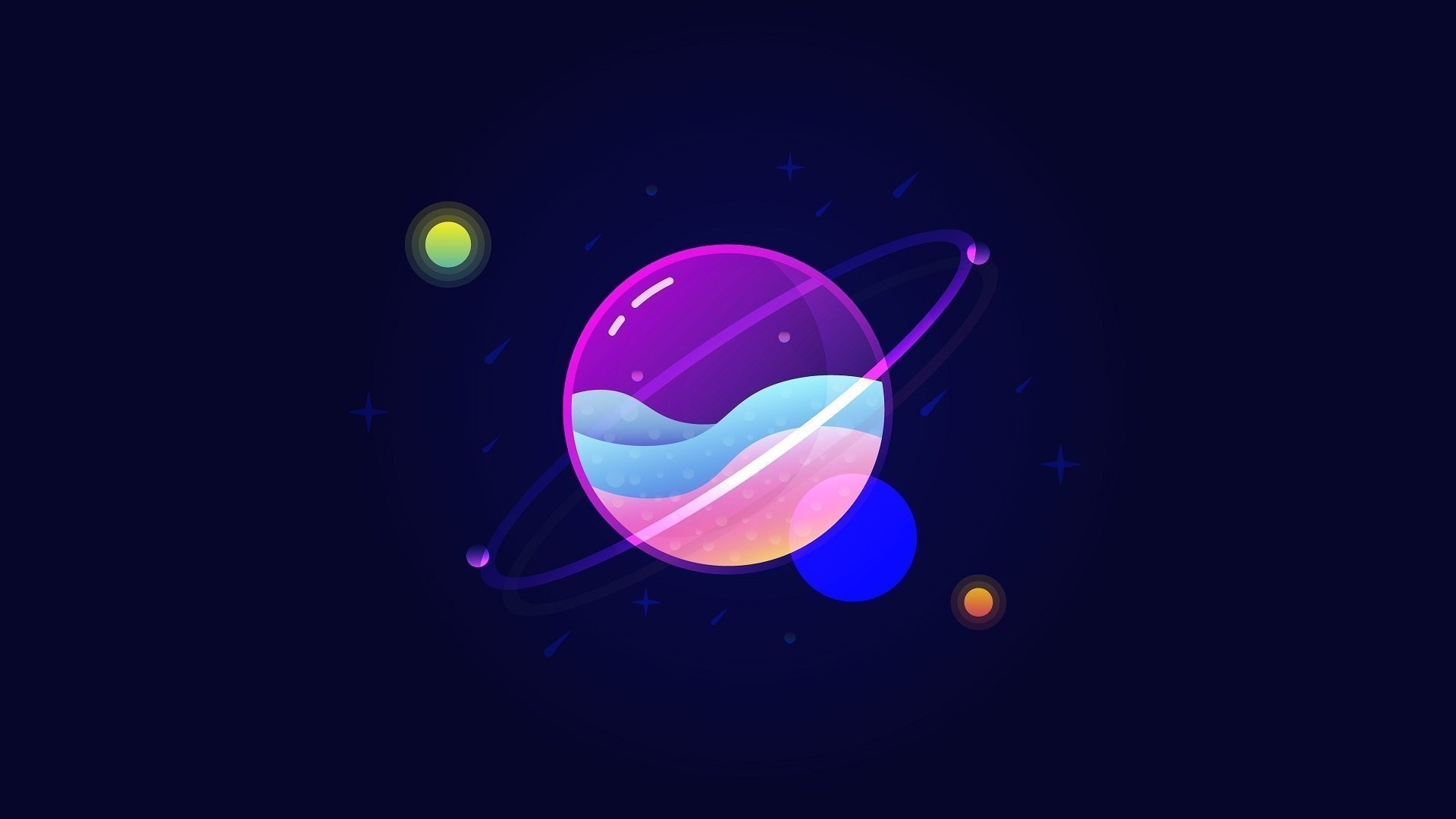 1920x1080 Art work of solar system colorful galaxy mobile wallpaper