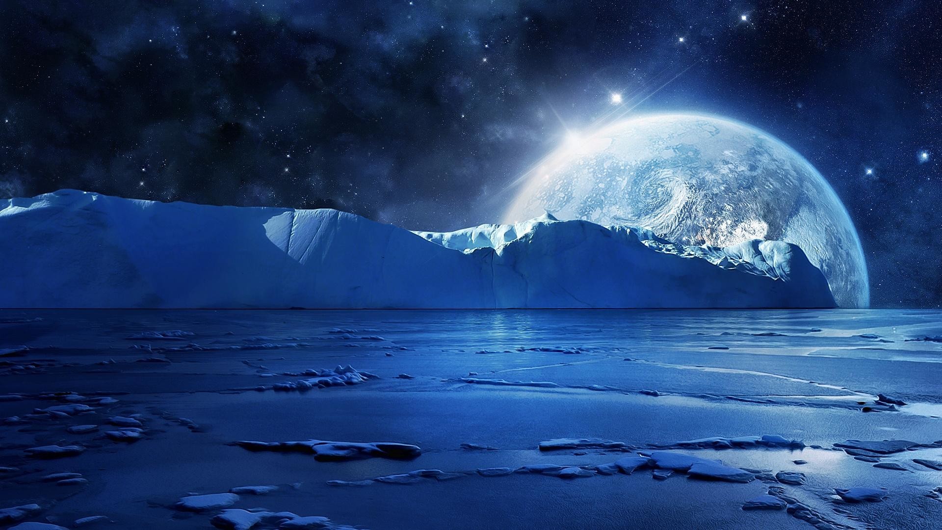 1920x1080  Nightfall-Mountain-Sea-Moon-Wallpaper-HD