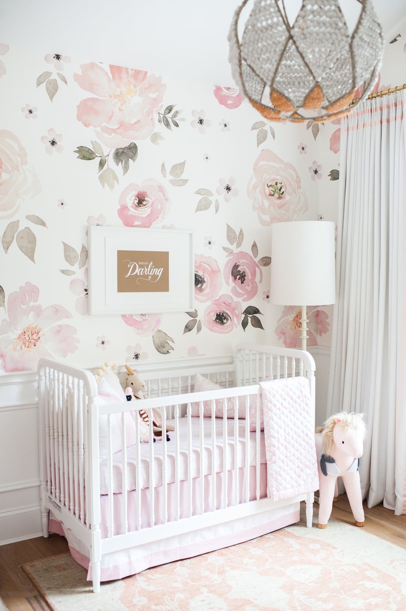 1363x2048 You'll never stop swooning over this gorgeous floral pre-pasted wallpaper.  Perfect for a baby girl's nursery, it makes a sweet backdrop for every  moment you ...