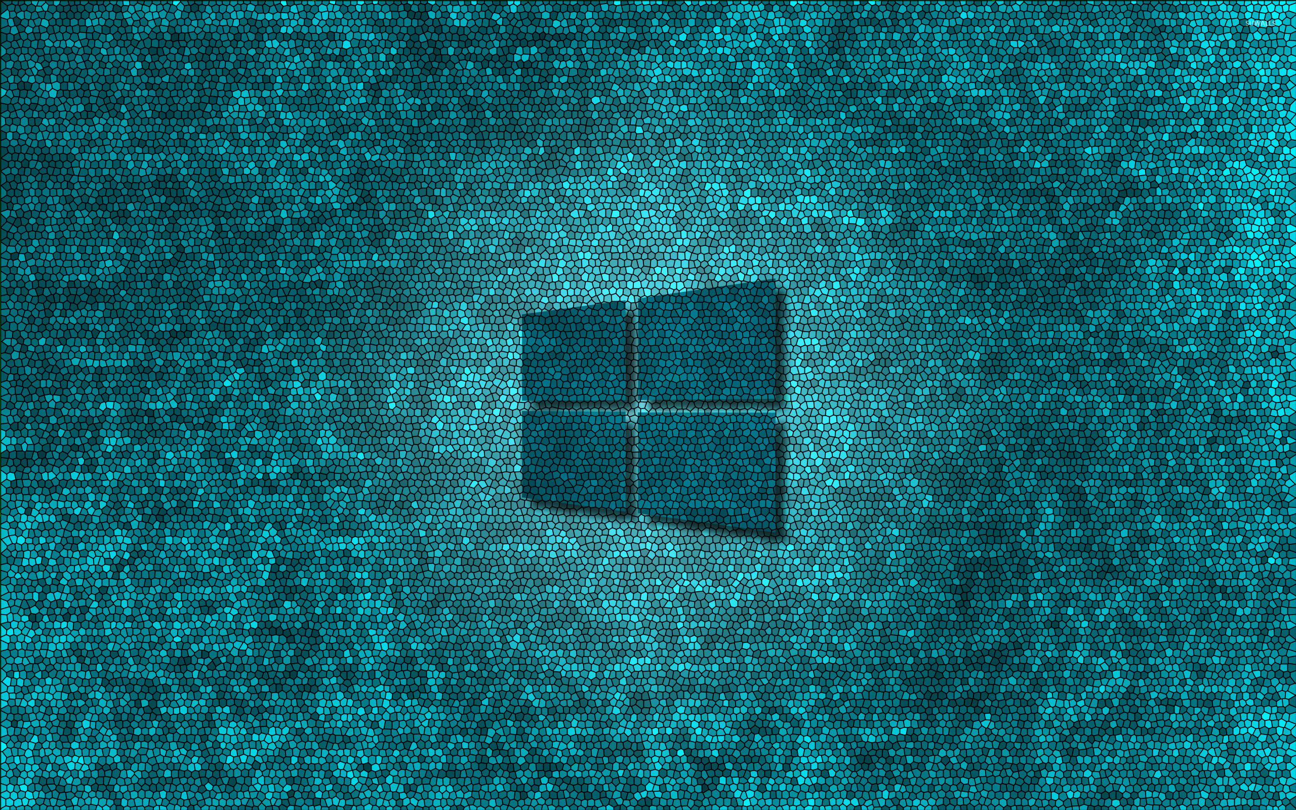 2560x1600 Windows 10 transparent logo on blue stained glass wallpaper