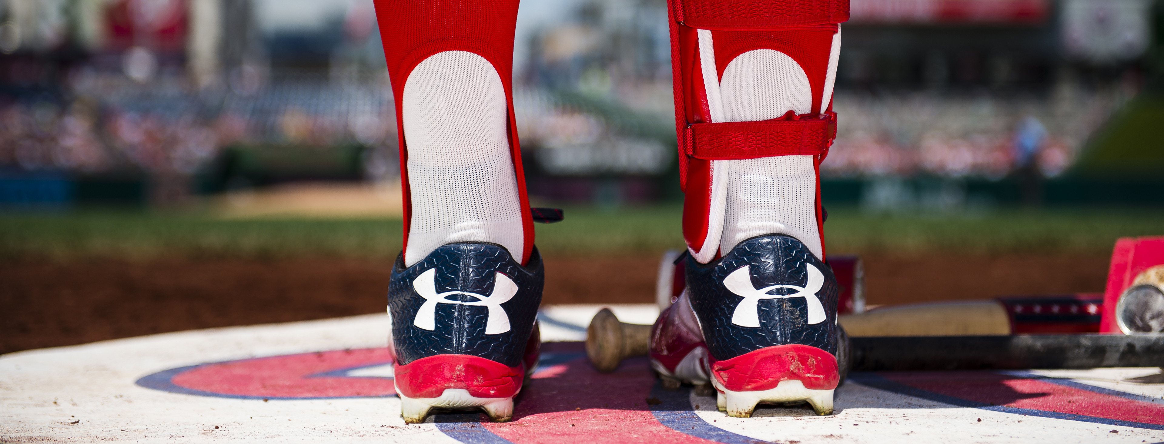 3840x1466 Bryce Harper #34 of the Washington Nationals wears Under Armour shoes in  the first inning