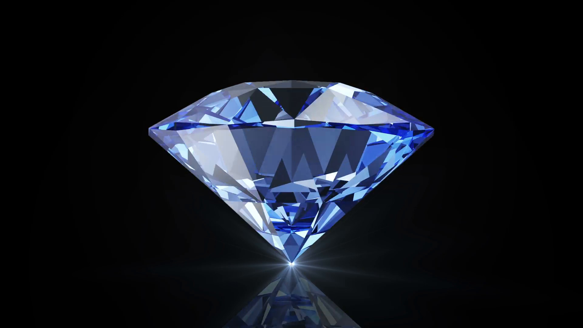 1920x1080 Animation of Blue Diamond Rotation on black background with glowing rays.  Seamless Looping HQ Video