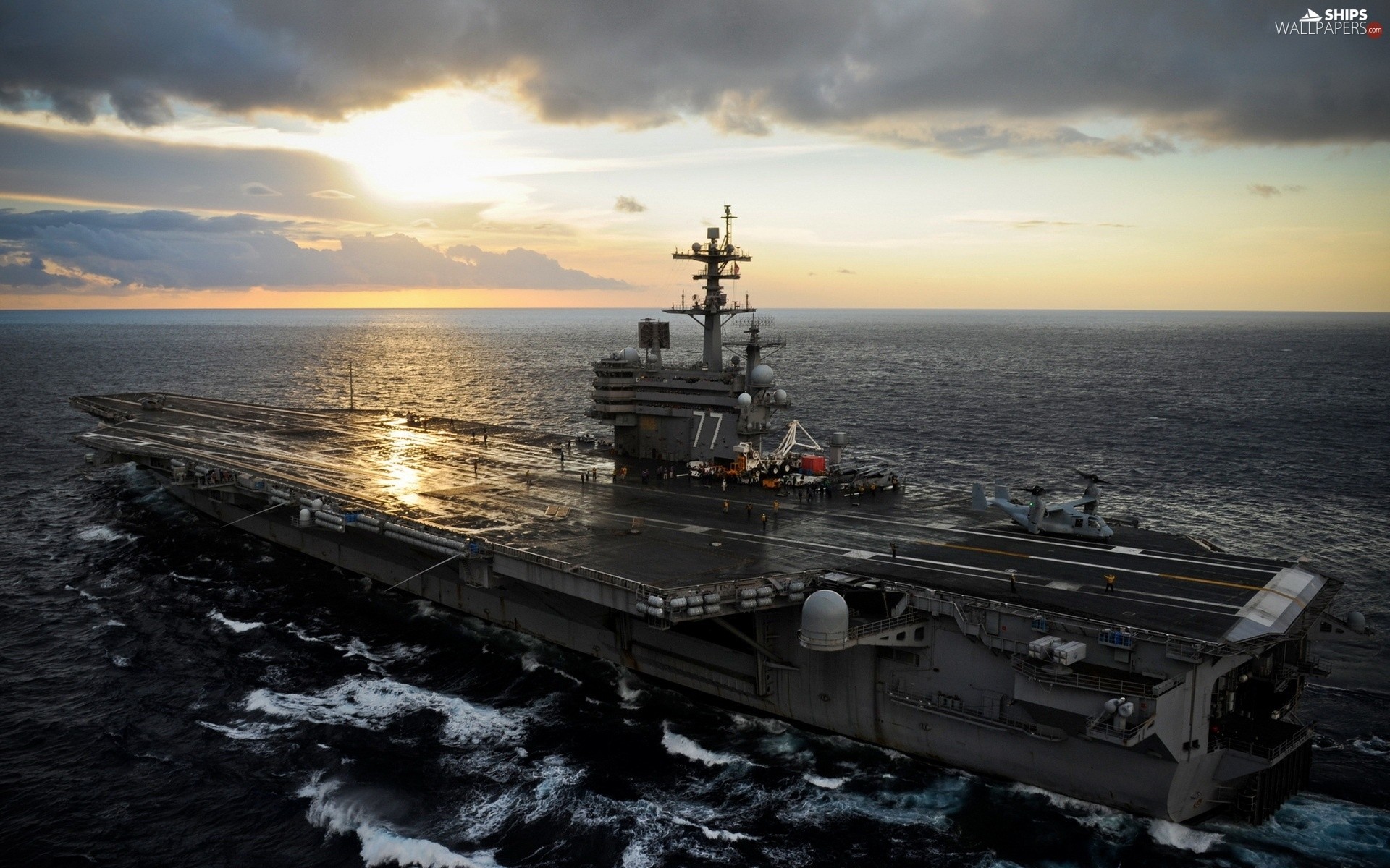 1920x1200 USS George H. W. Bush, Great Sunsets, aircraft carrier