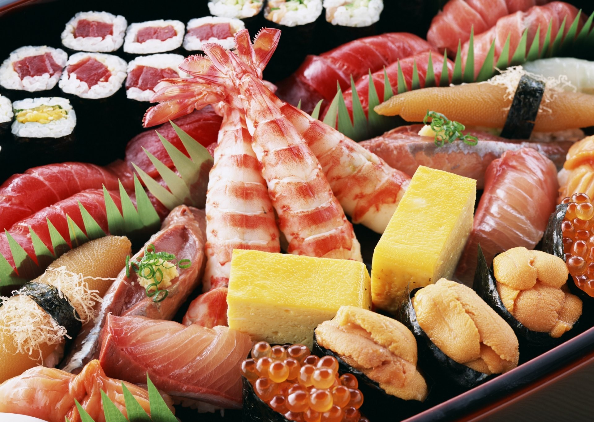 1920x1363 dishes japanese food seafood shrimp rolls cheese caviar