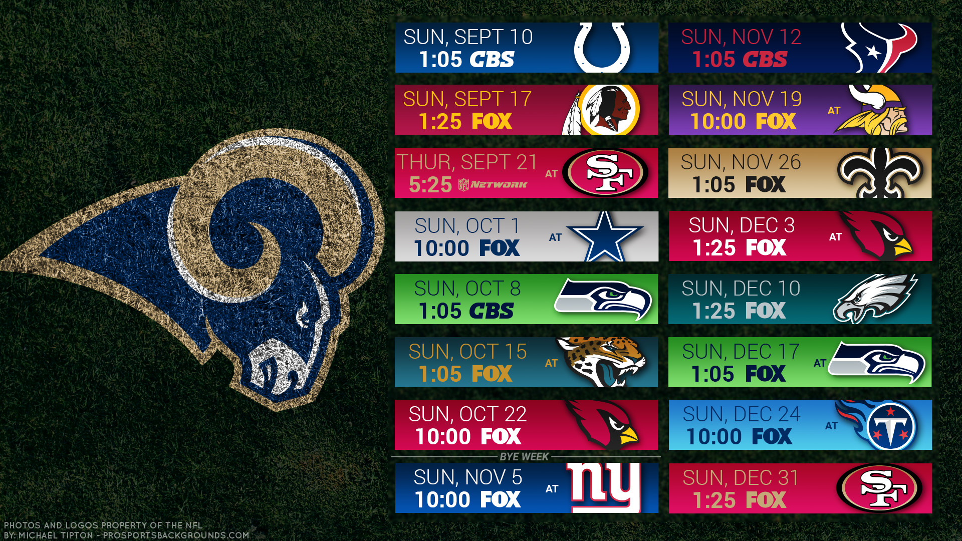 1920x1080 Los Angeles Rams 2017 schedule turf football logo wallpaper free pc desktop  computer ...