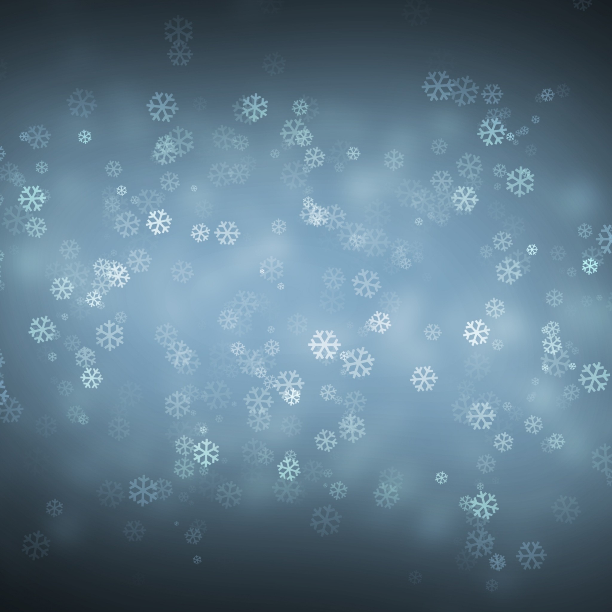 2048x2048  Wallpaper snow, snowflake, style, winter, background, glare