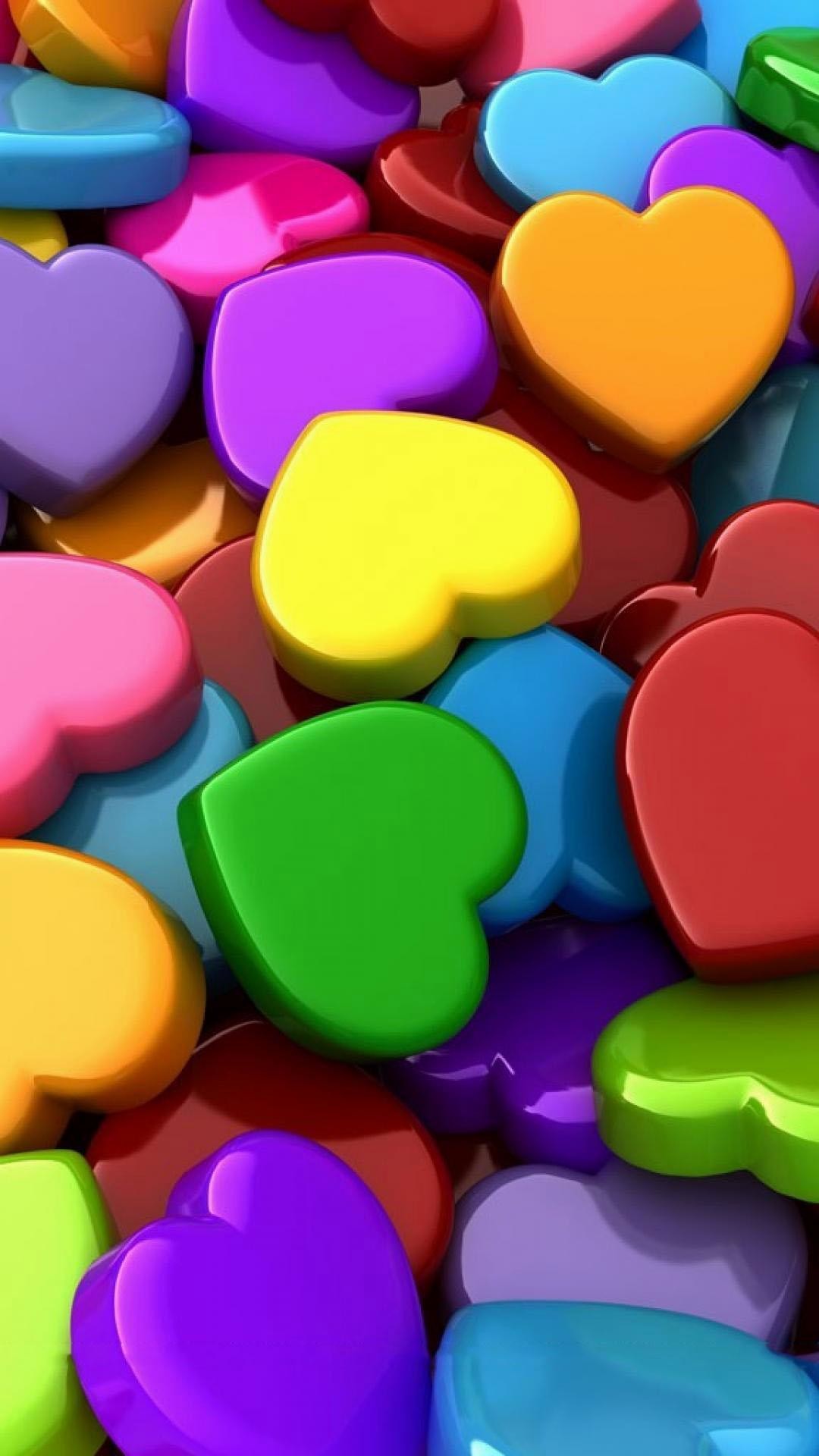 1080x1920 wallpapers for android phones 1080 x 1920 Love colourful hearts 3d