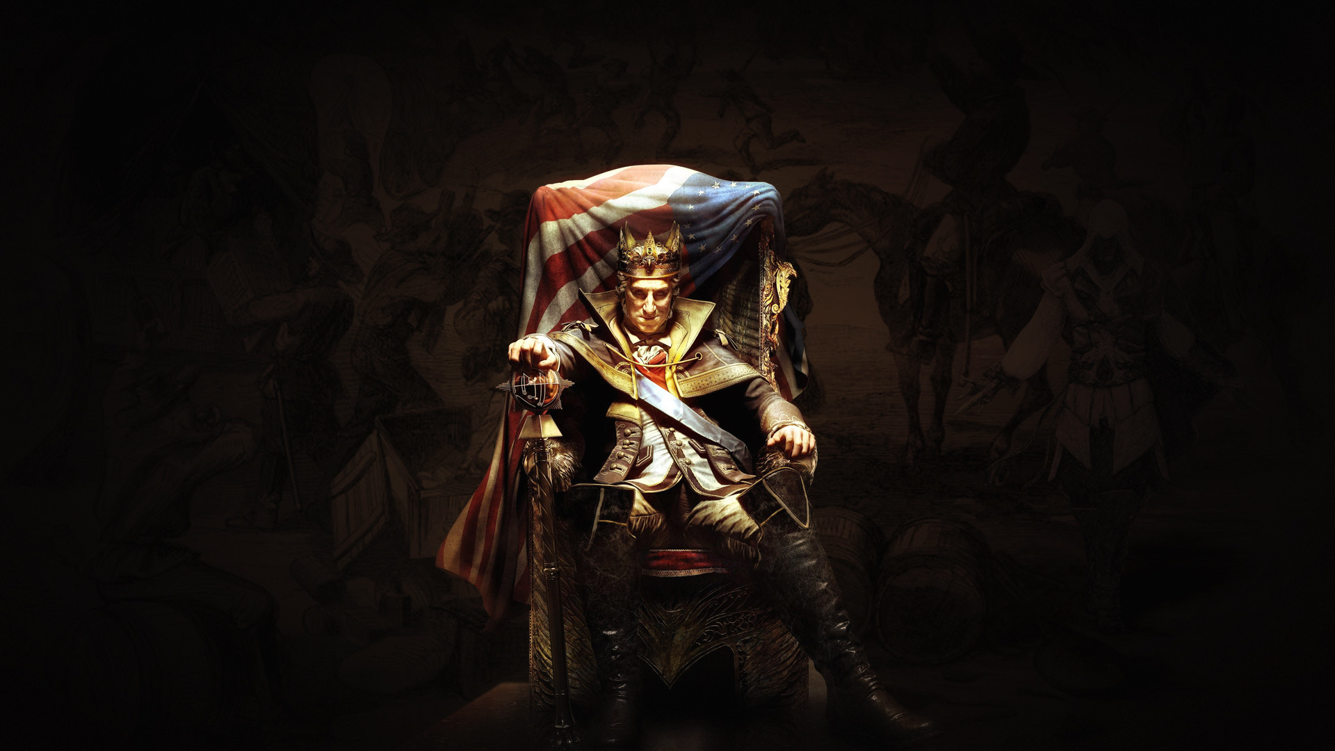 1920x1080 Made a wallpaper of evil George Washington for my desktop, maybe you'll  like it.