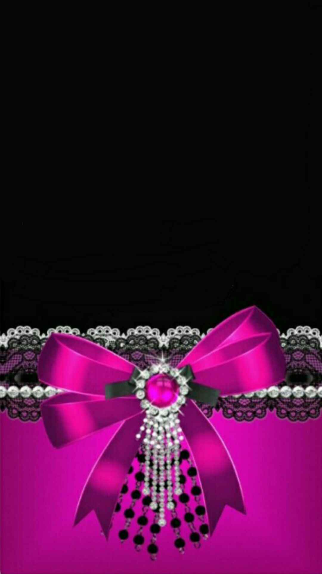 1080x1920 Black with Pink Bow Wallpaper.By Artist Unknown.