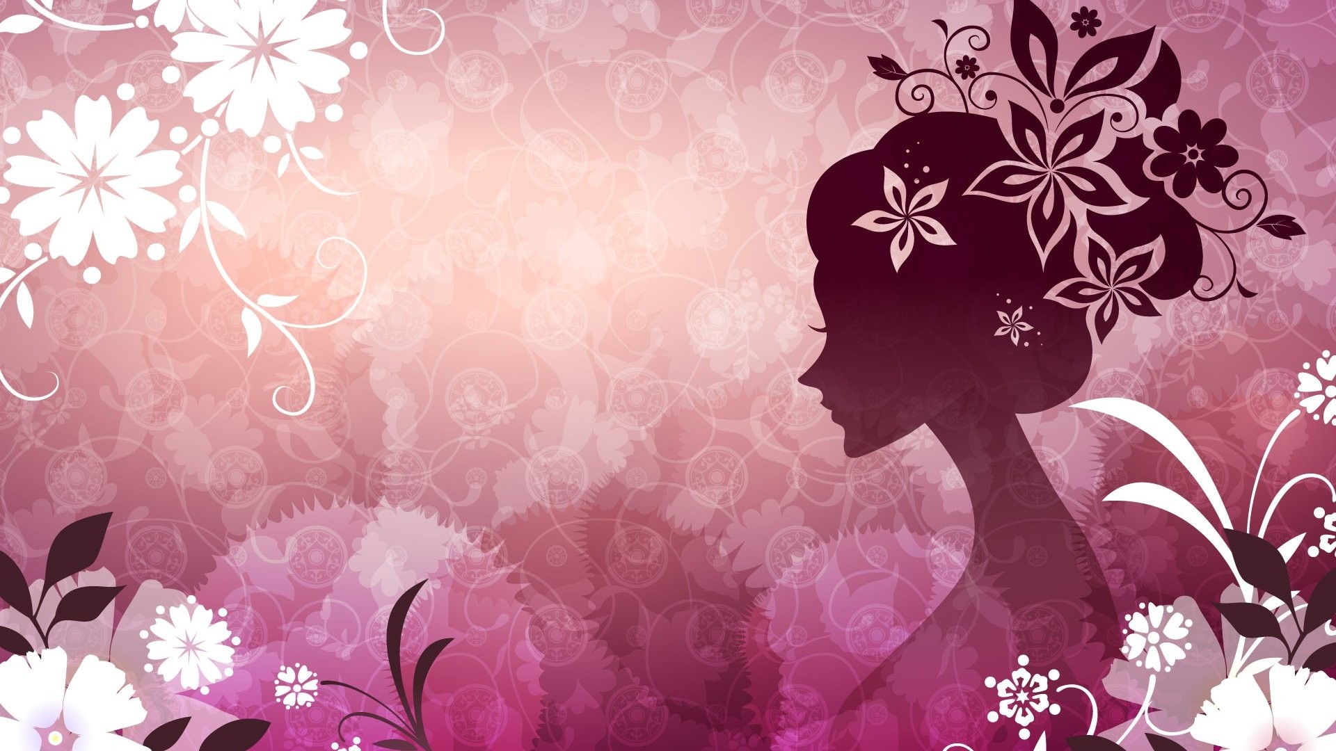 1920x1080 Vector Girl 476687. SHARE. TAGS: Themes Theme Desktop Woman Vector Pink  Flowers