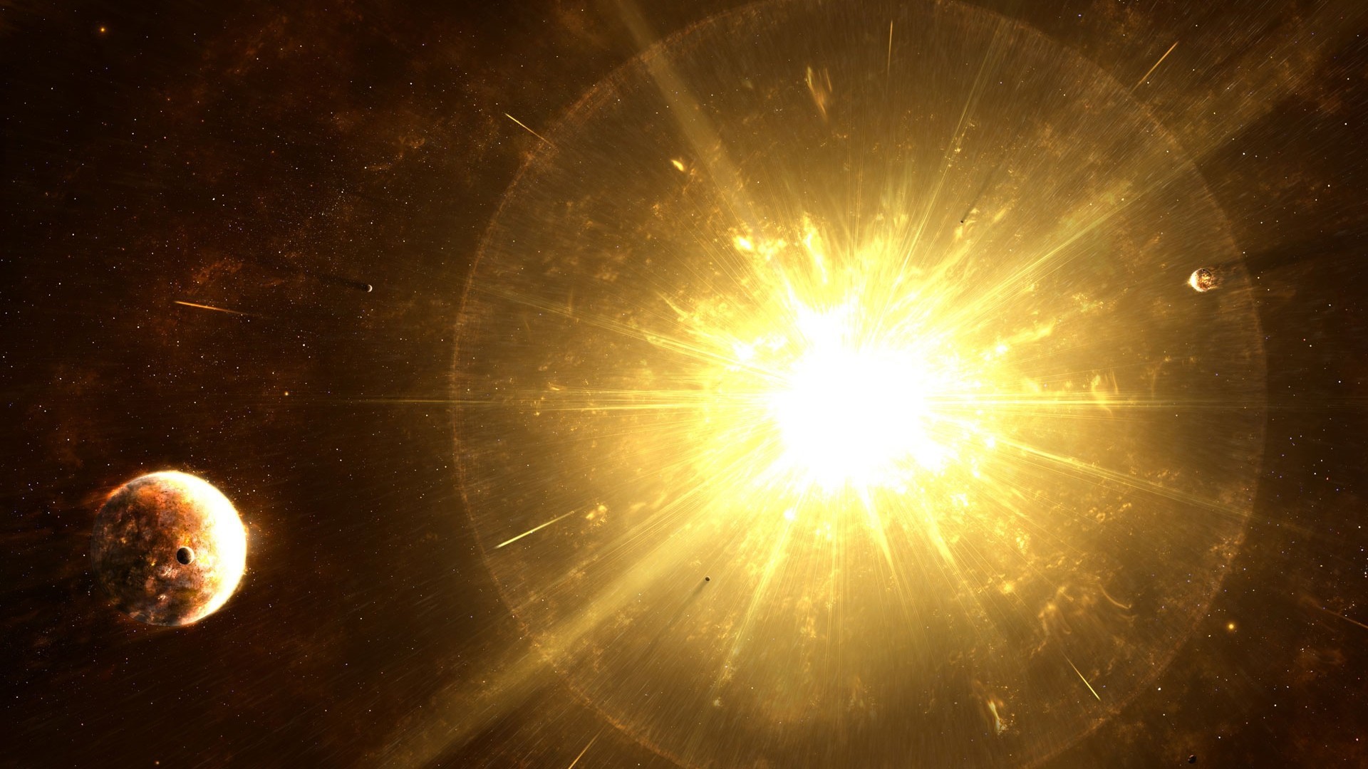 1920x1080 Sun outer space stars explosions planets last supernova wallpaper