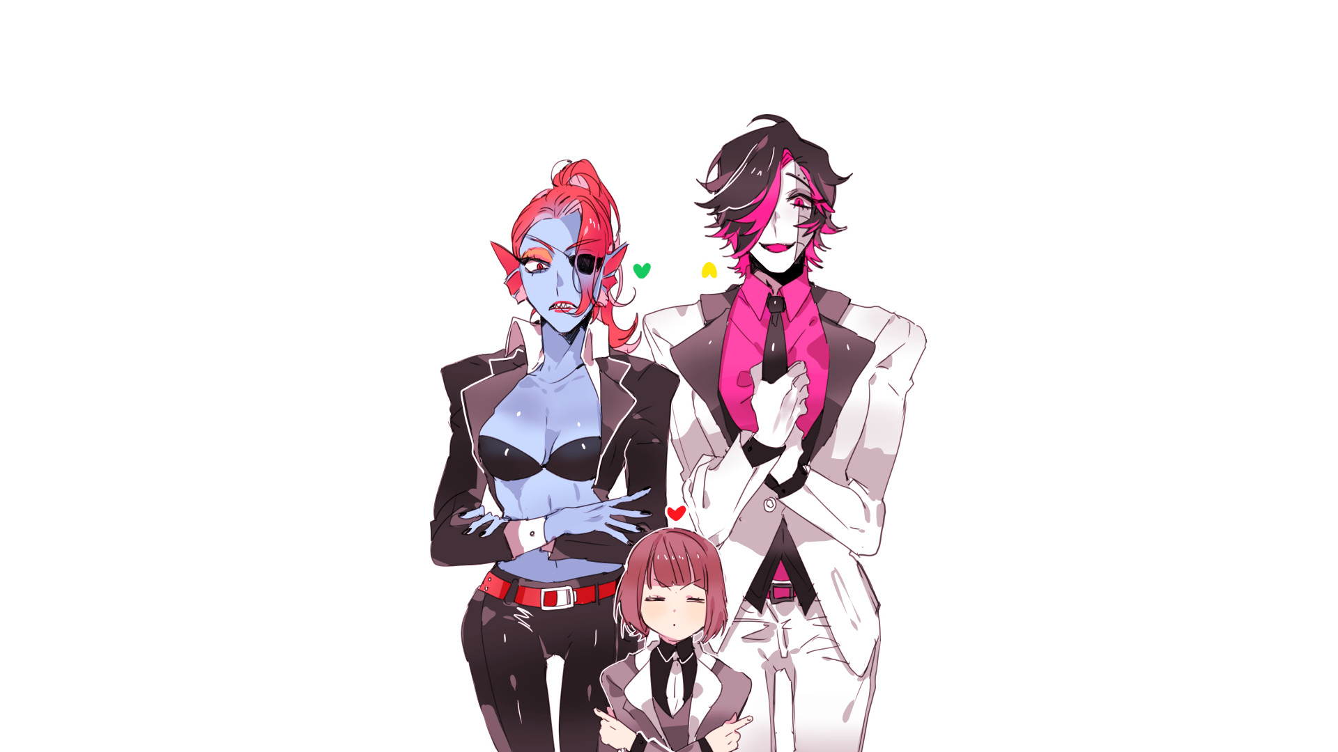 1920x1080 Anime  anime Mettaton suits Undertale eye patch anime girls simple  background white Undyne