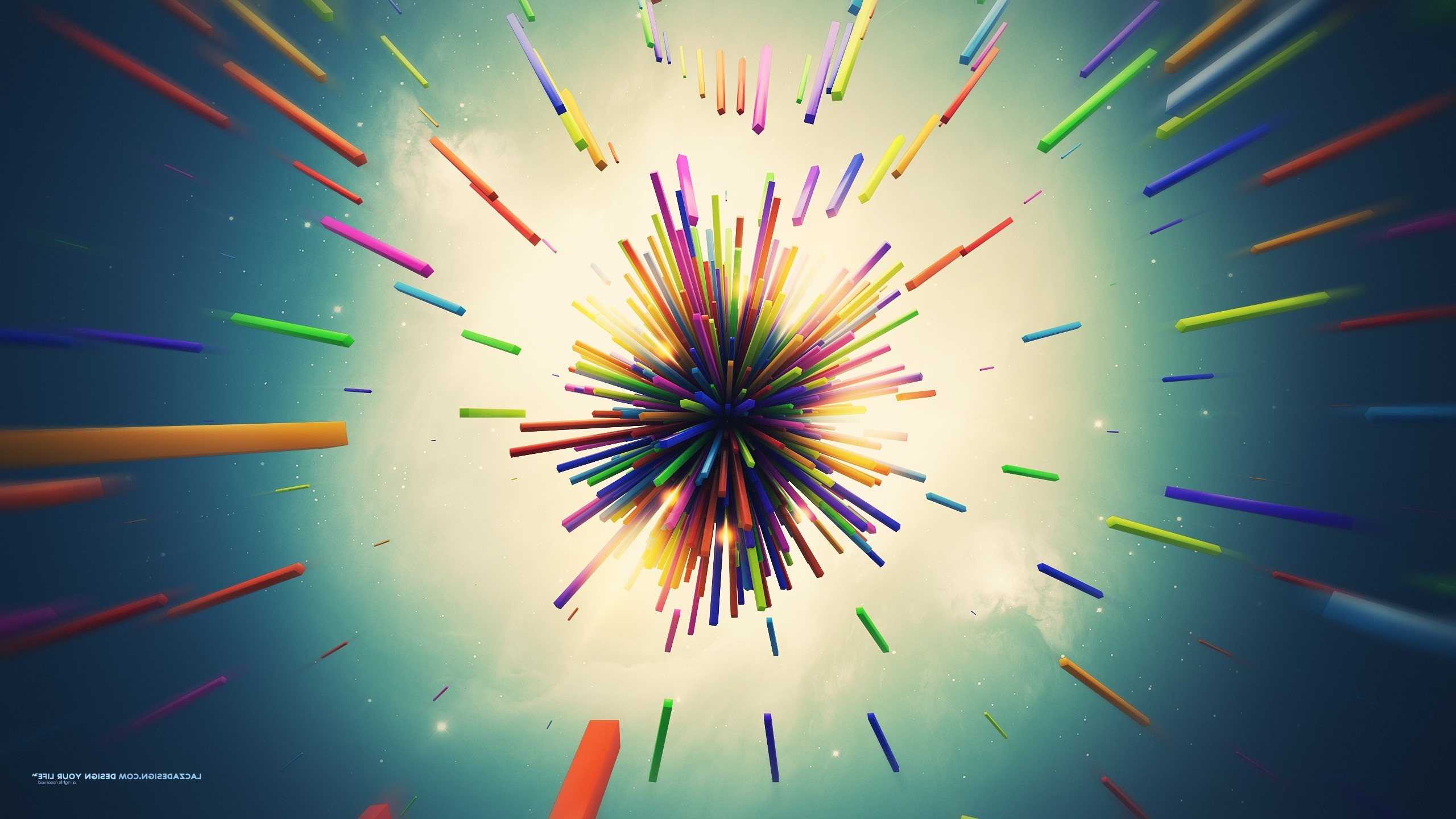 2560x1440 Lacza, Abstract, 3D, Colorful, Shapes, Explosion, Digital Art Wallpapers HD  / Desktop and Mobile Backgrounds